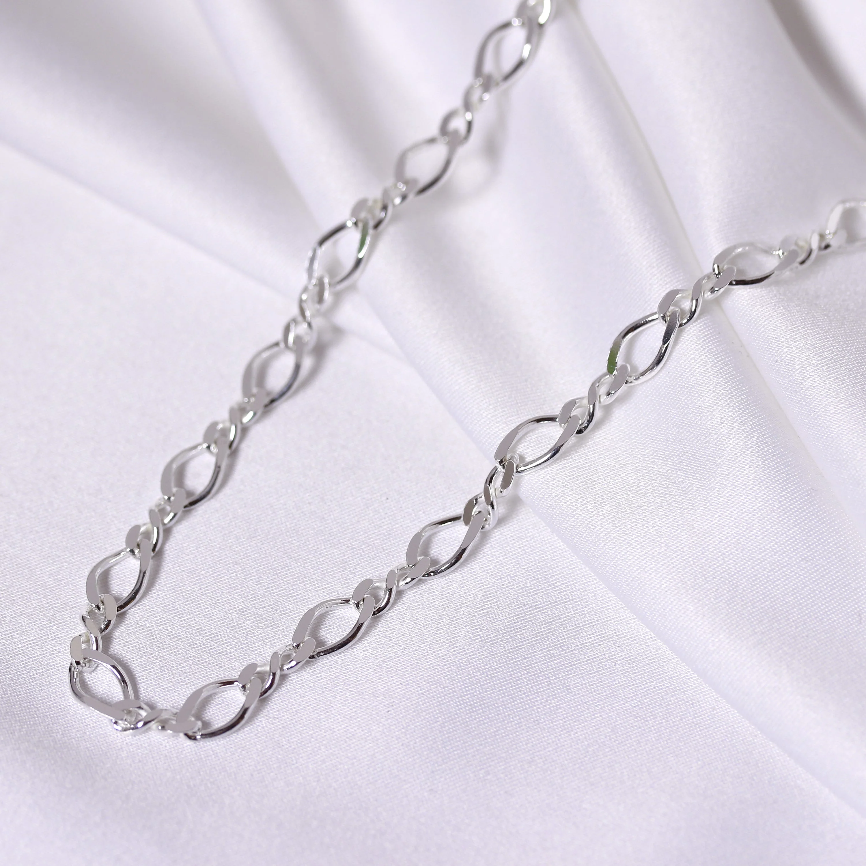 Sterling Silver Figaro Twist Link Necklace 16 - 18 Inches - Image 3