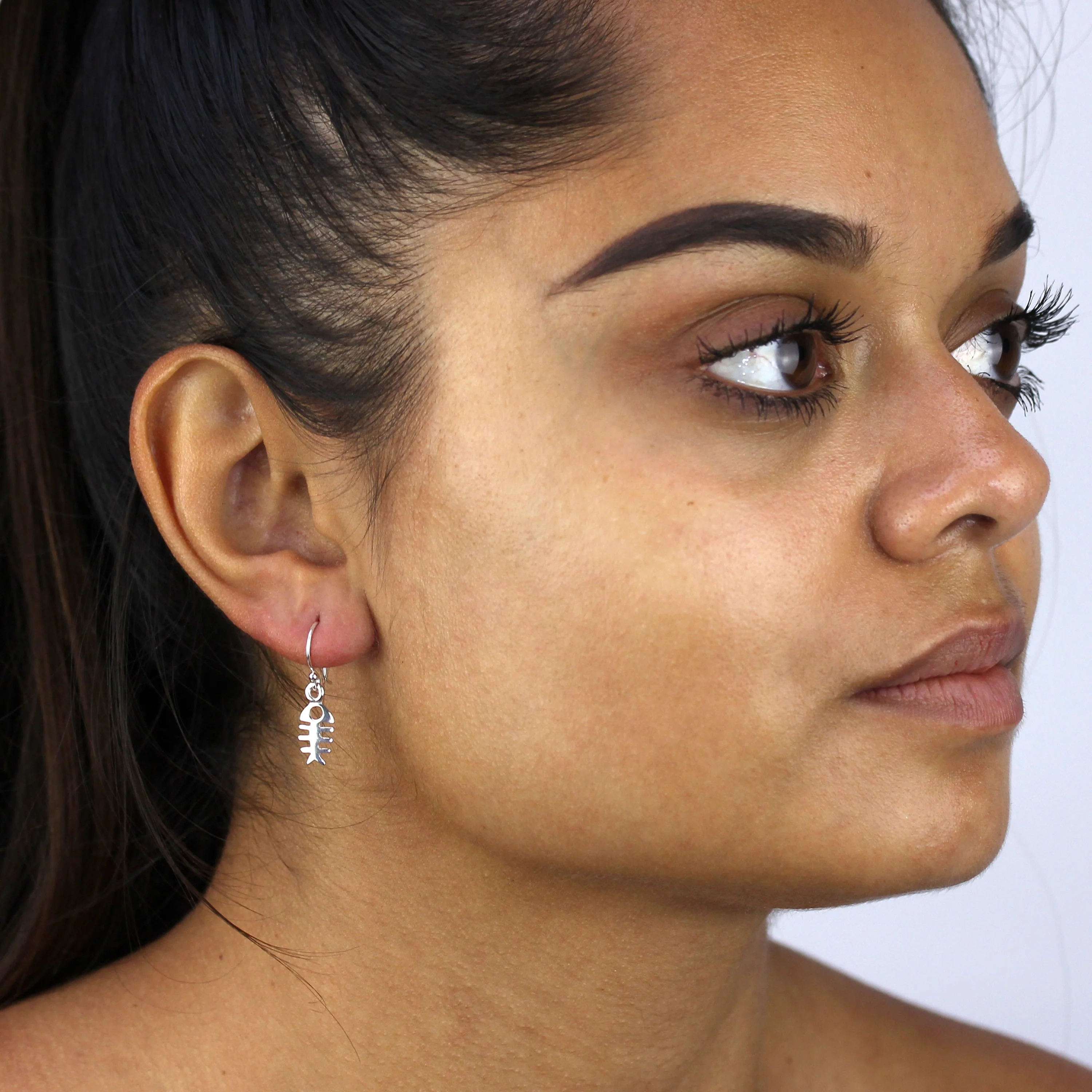 Sterling Silver Fish Bone Dangle Earrings - Image 2