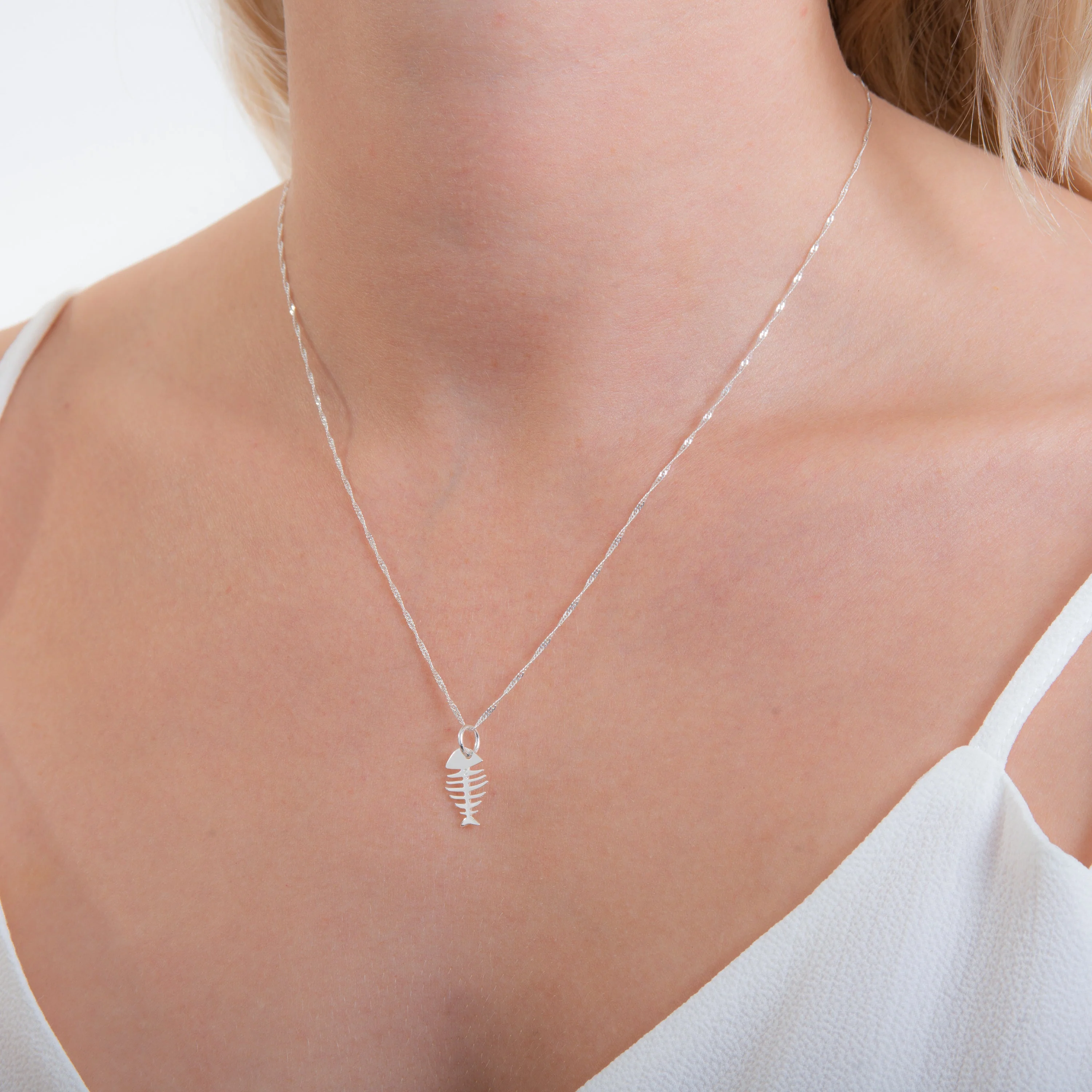 Sterling Silver Fish Bones Necklace 16 - 24 Inches - Image 2
