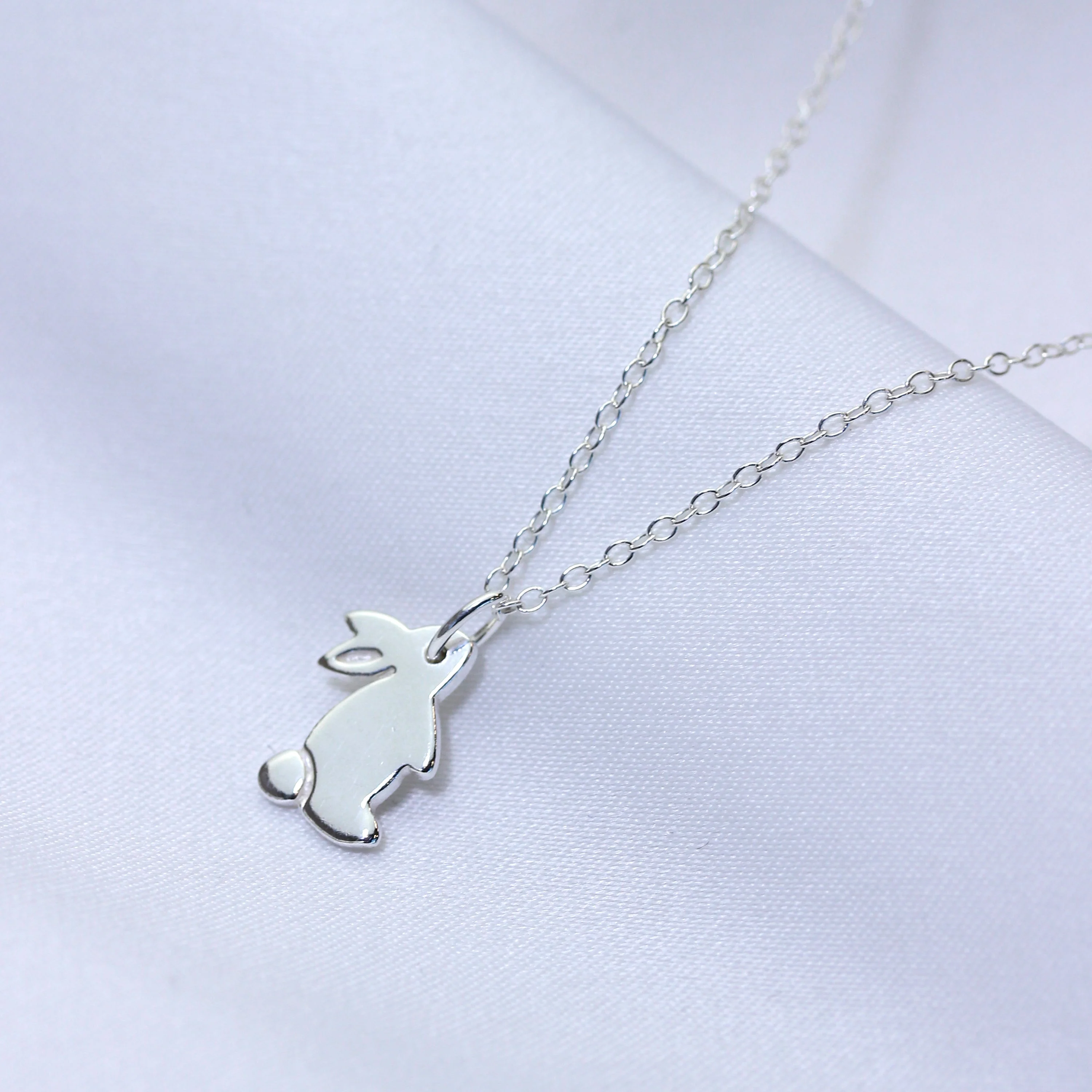 Sterling Silver Flat Rabbit Necklace 14-22 Inches - Image 2