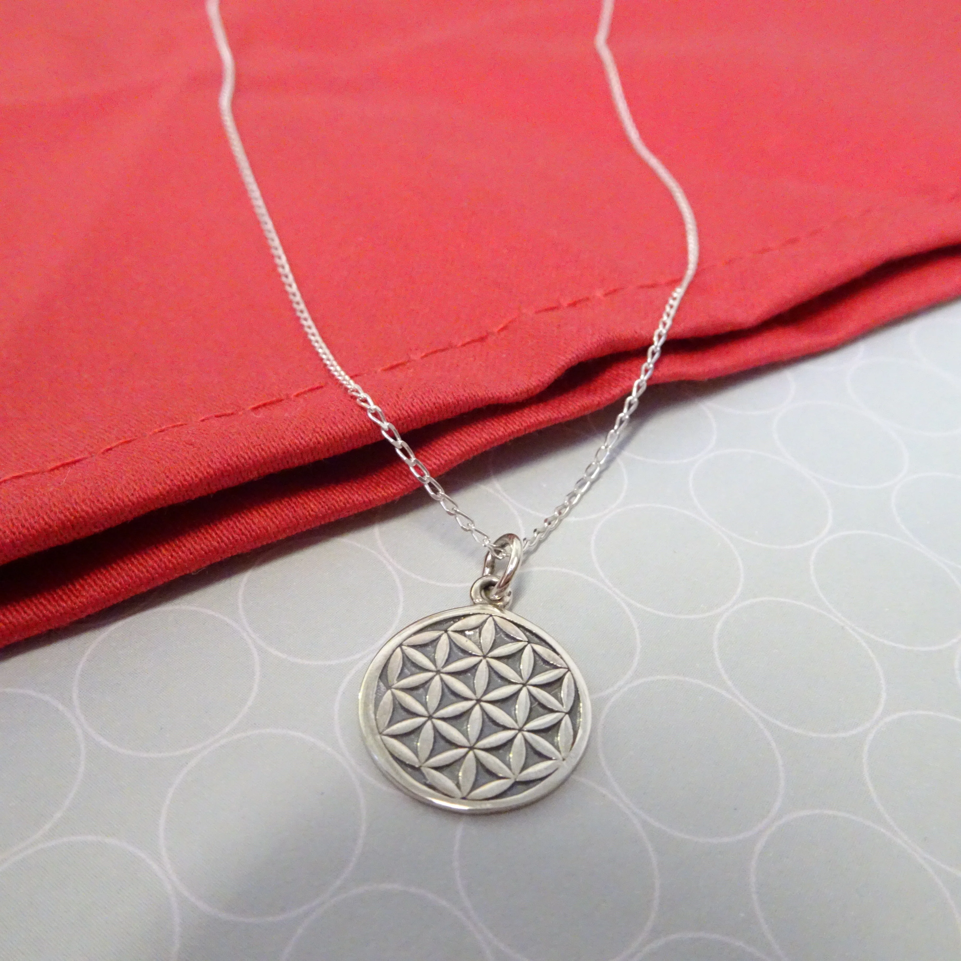 Sterling Silver Flower of Life Pendant Necklace 14 - 32 Inches - Image 2
