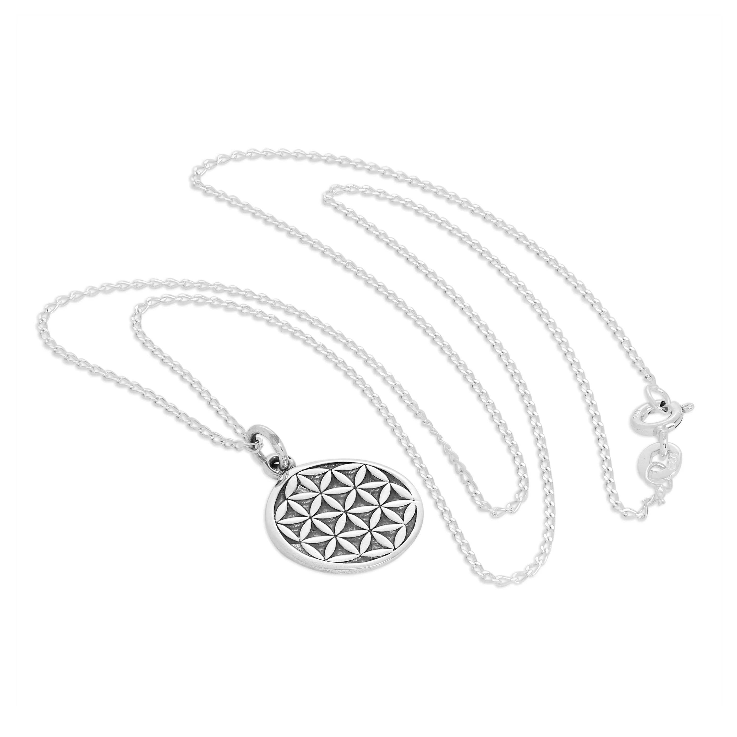 Sterling Silver Flower of Life Pendant Necklace 14 - 32 Inches - Image 3