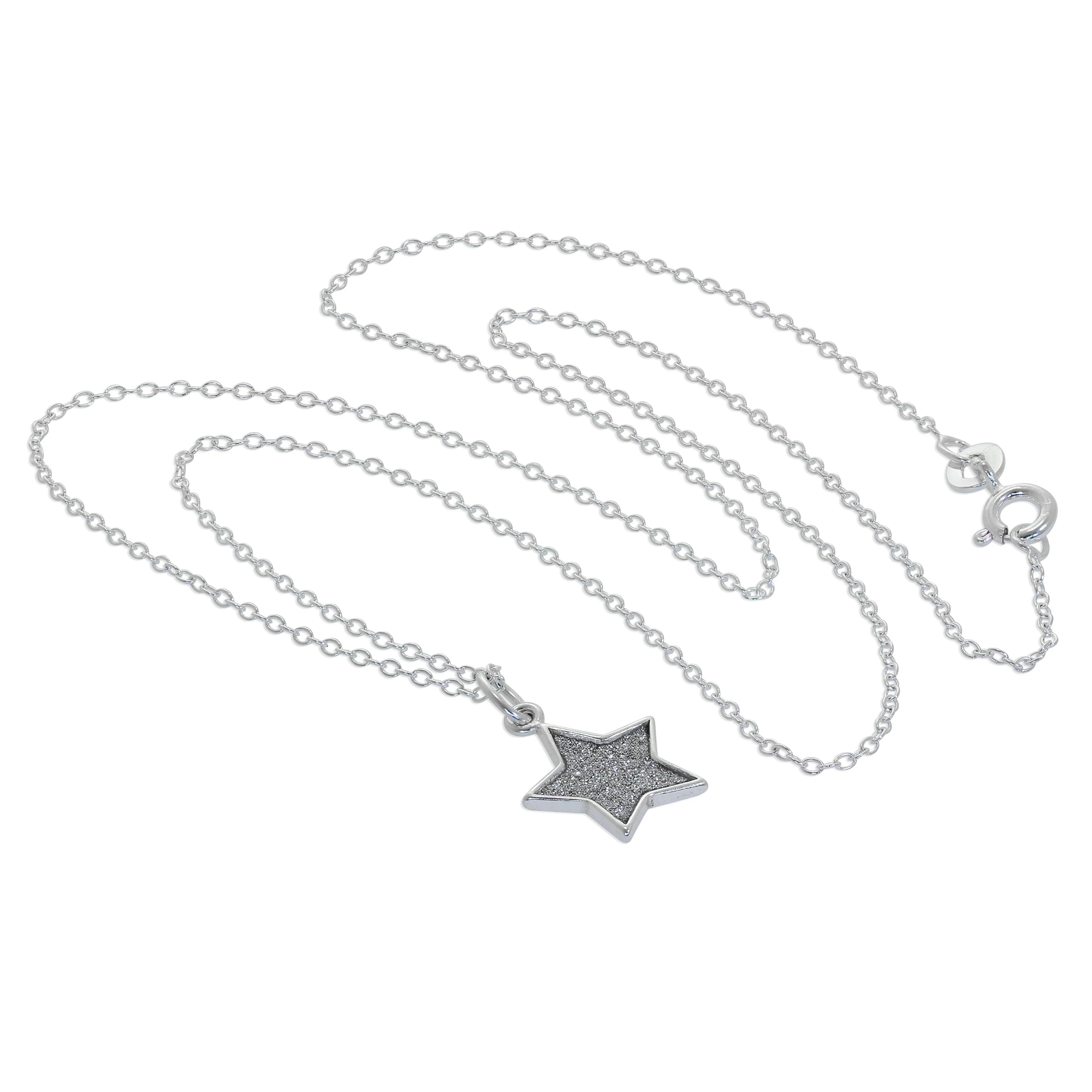 Sterling Silver Frosted Star Pendant Necklace - Image 3