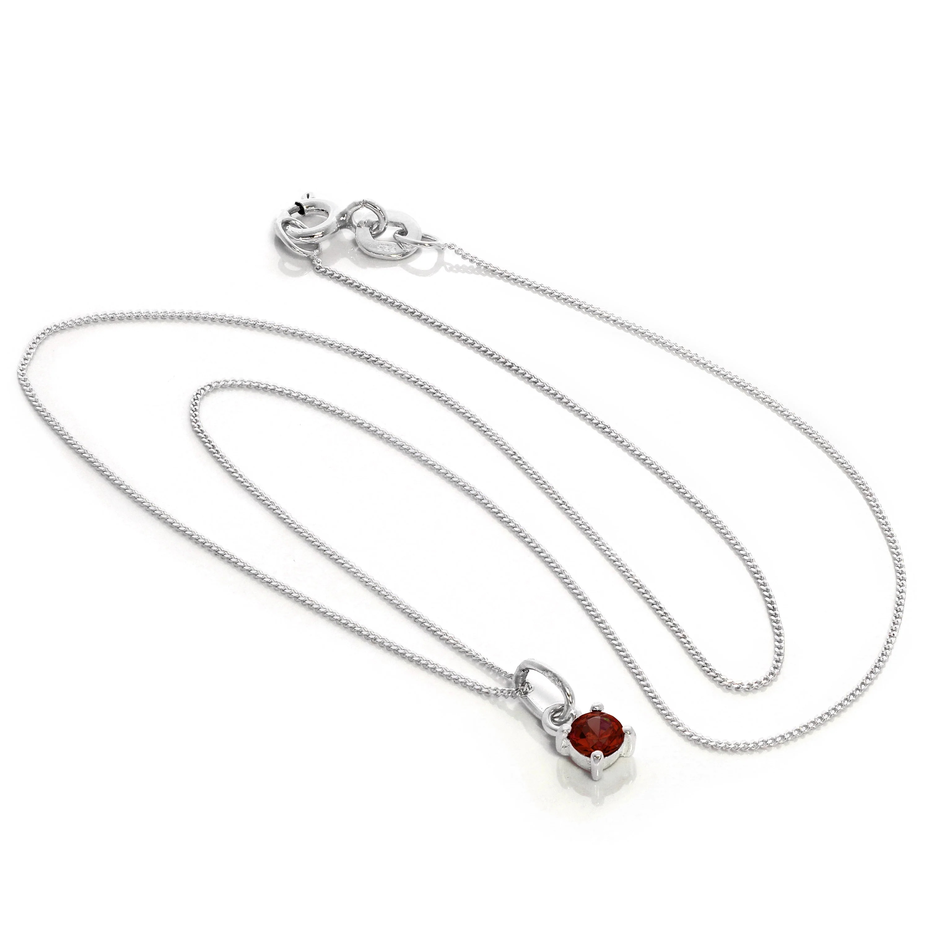 Sterling Silver Garnet CZ January Birthstone Claw Necklace - 14 - 32 Inches - Image 3