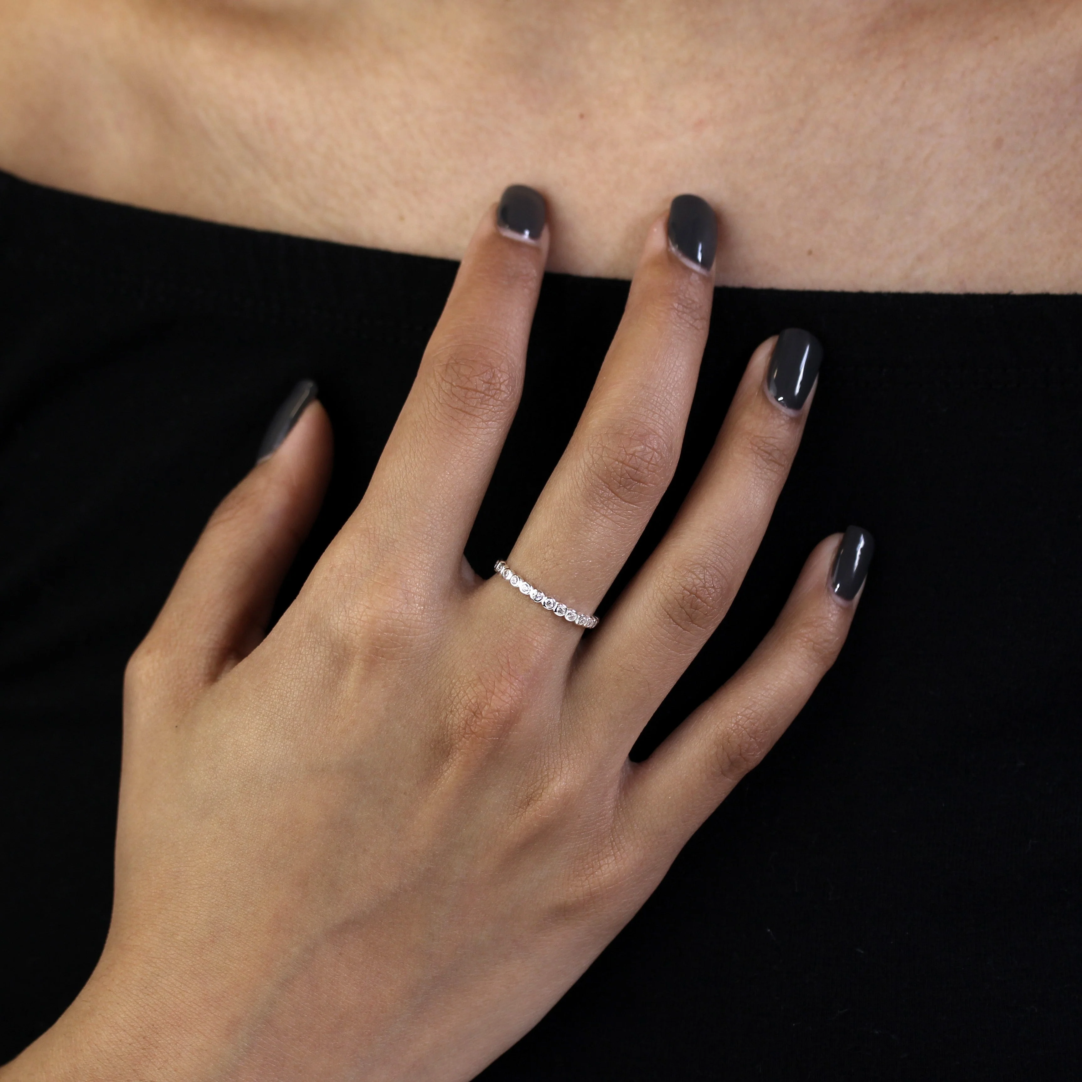 Sterling Silver Half Eternity with Dots Ring - Size I - W - Image 2