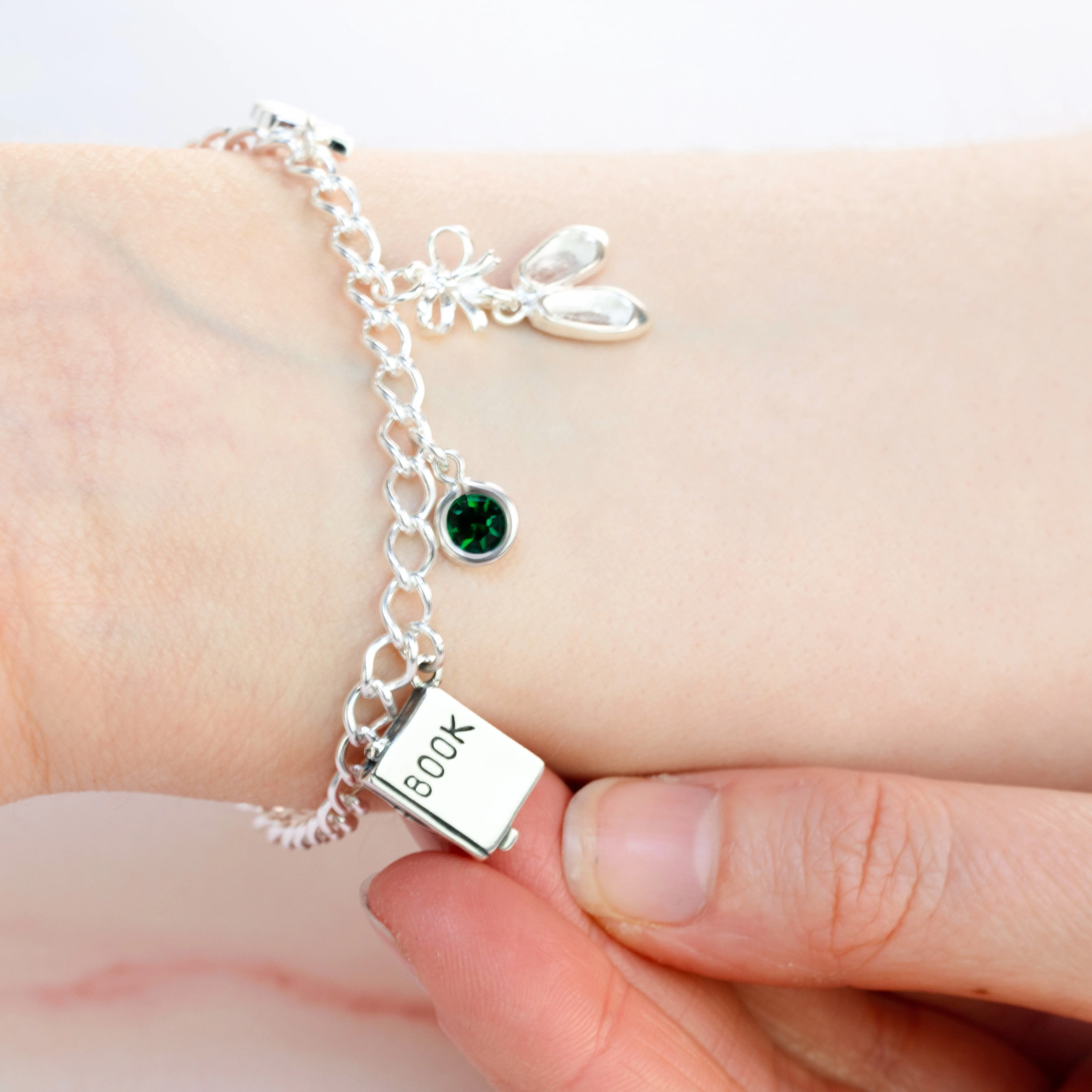 Sterling Silver Heart Clasp Charm Bracelet - Image 5
