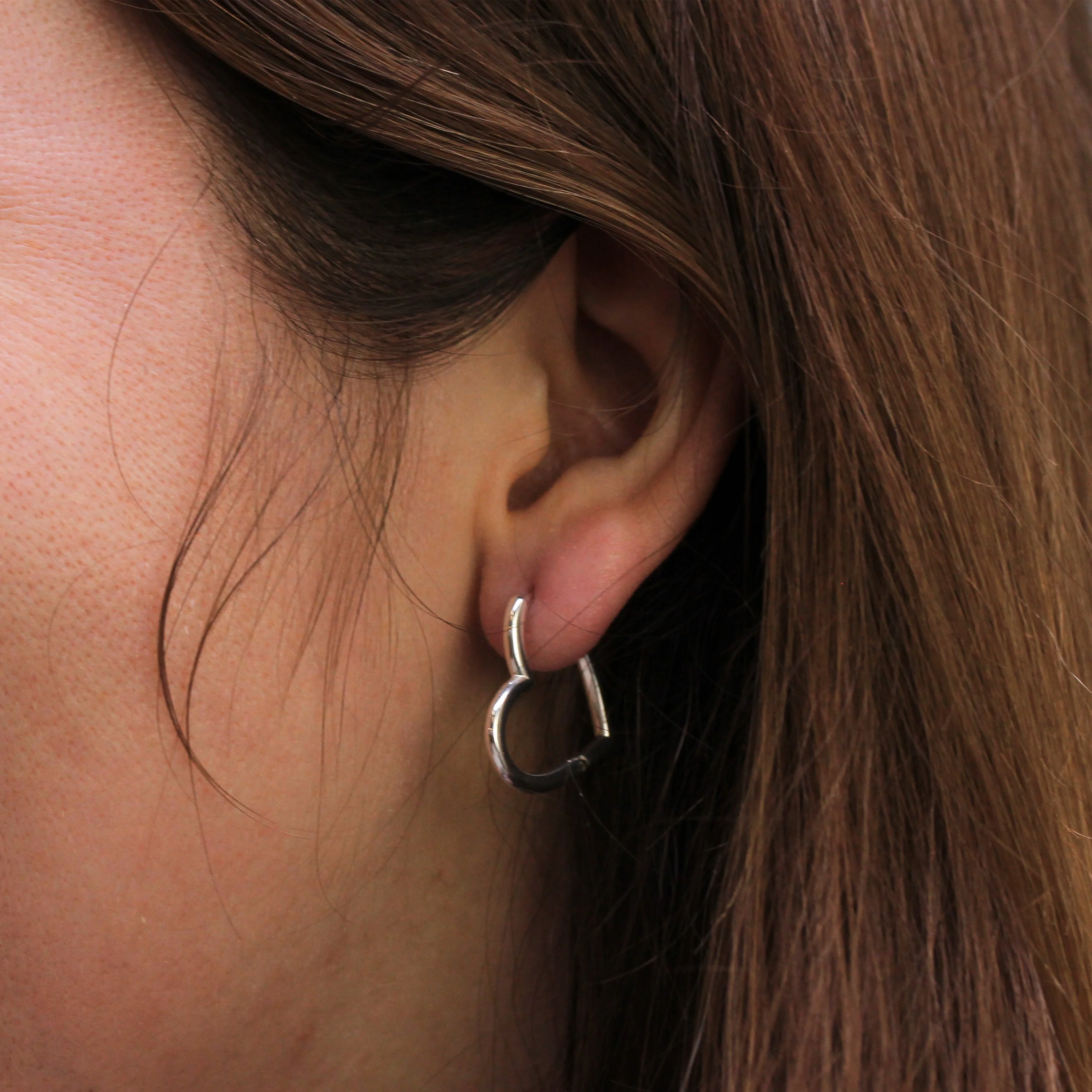 Sterling Silver Heart Hoop Earrings - Image 4