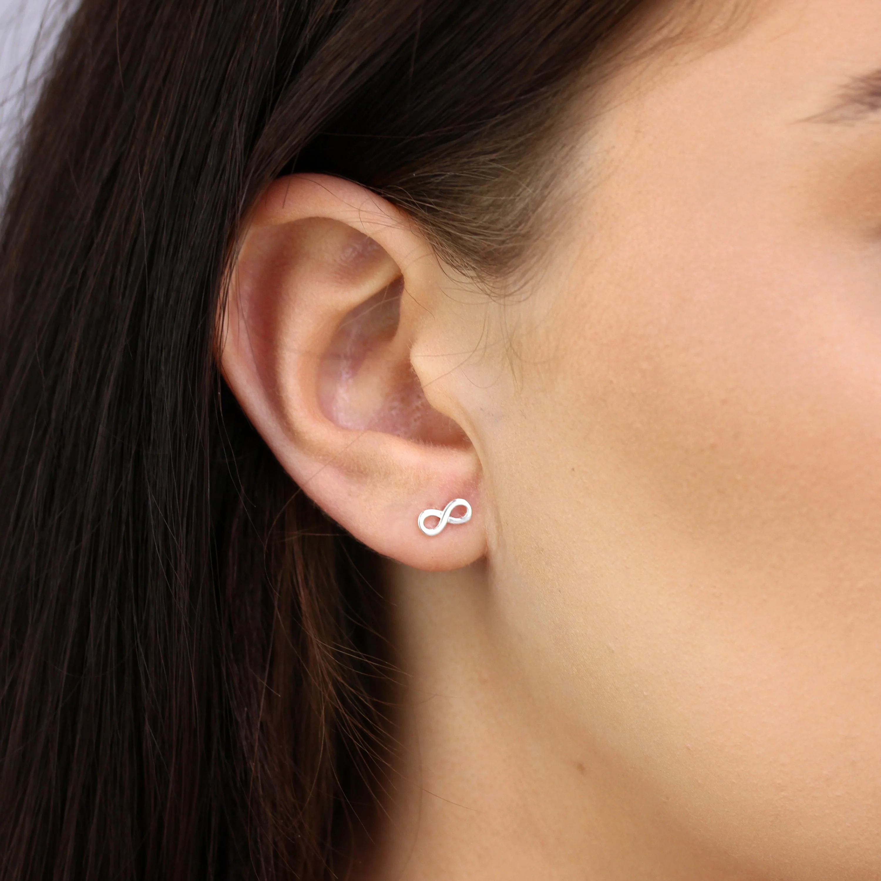 Sterling Silver Infinity Stud Earrings - Image 2