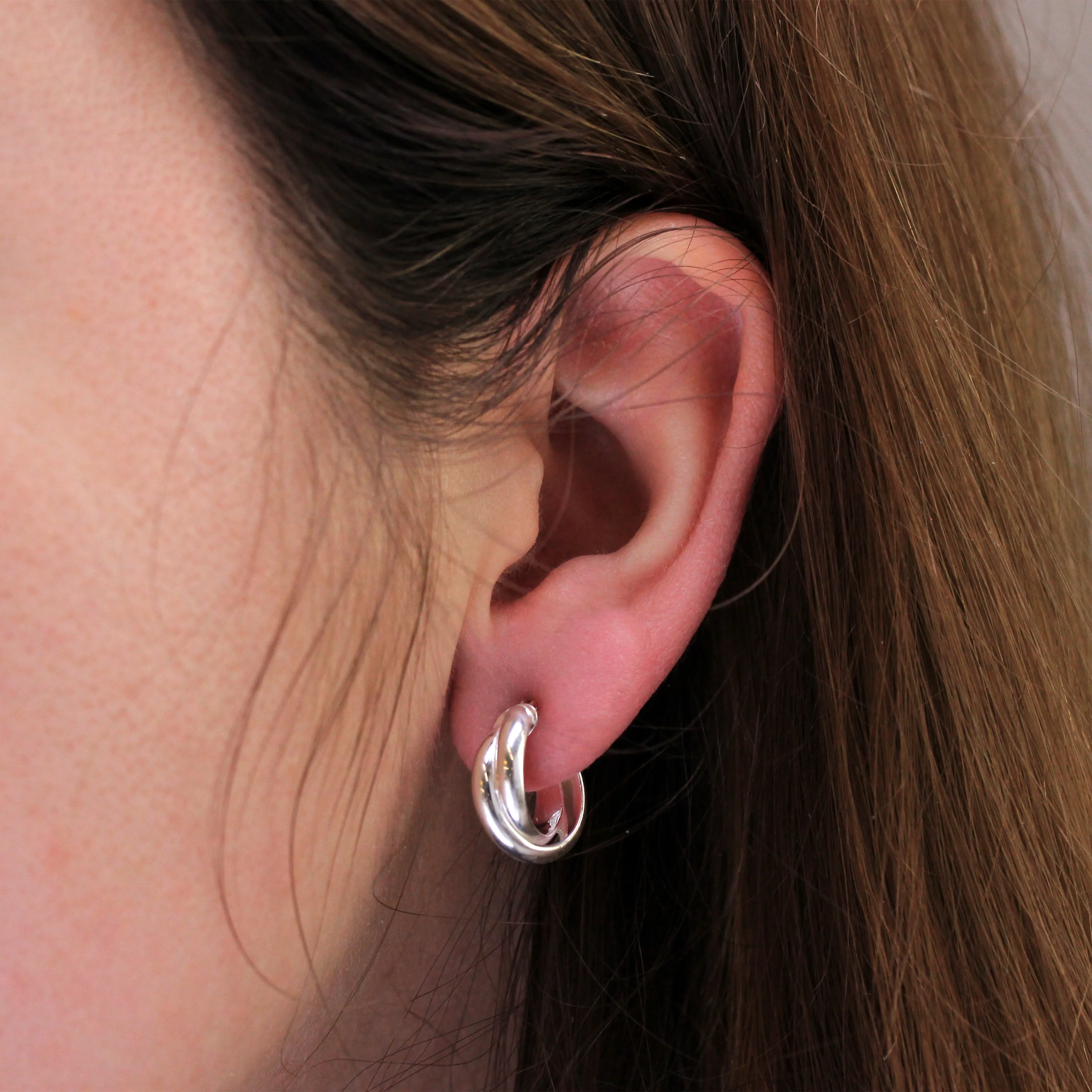 Sterling Silver Interlocking Double Twist Rope Creole Hoop Earrings - Image 4