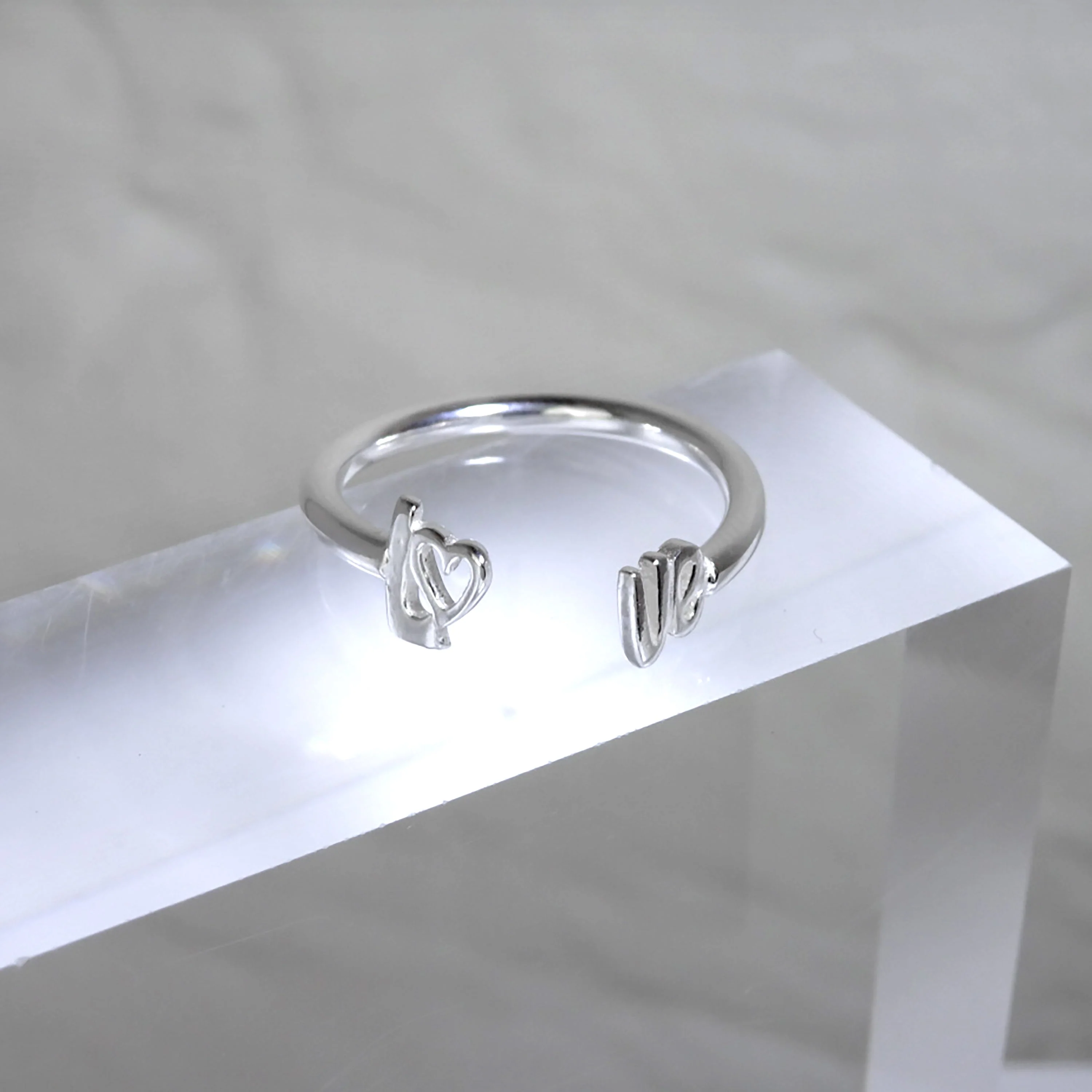 Sterling Silver LOVE Open Adjustable Ring - Image 2