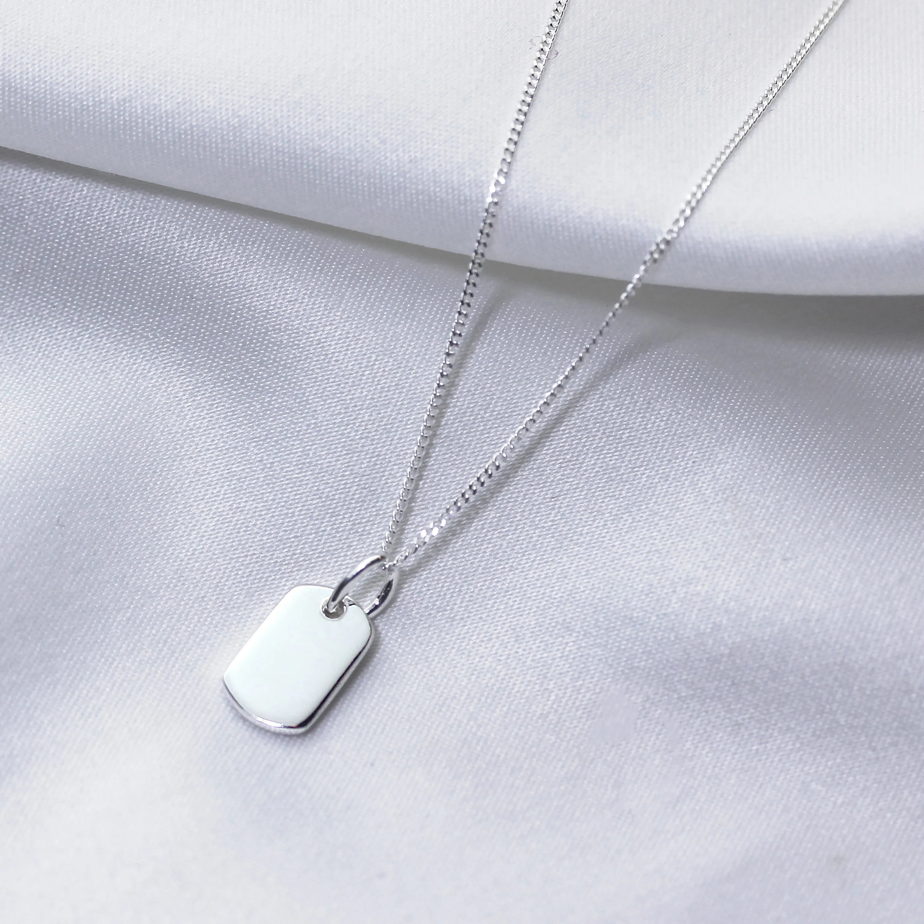 Sterling Silver Mini Engravable Tag Necklace 14-32 Inches - Image 4