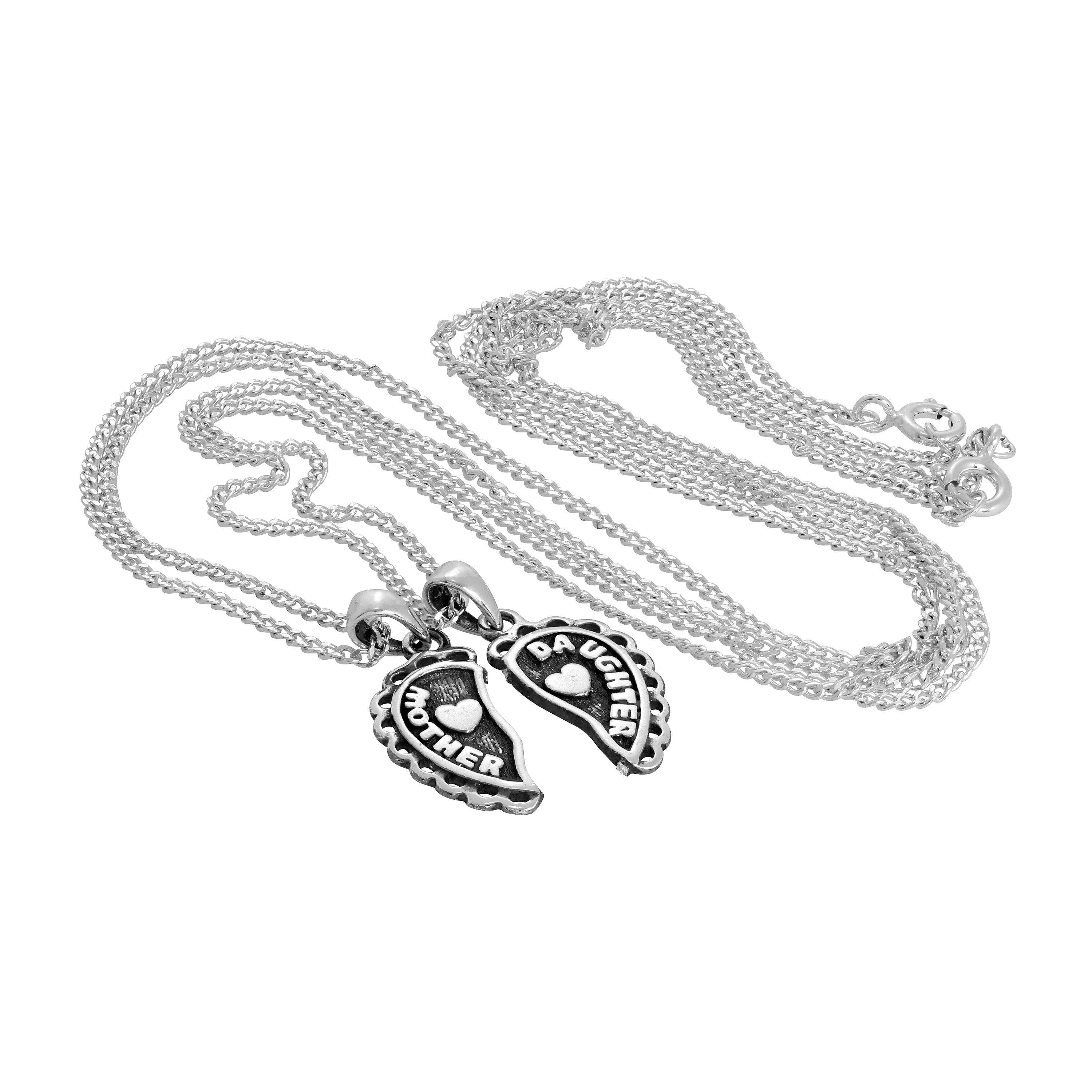 Sterling Silver Mother & Daughter Heart Double Pendant Necklace 16 - 24 Inches - Image 3