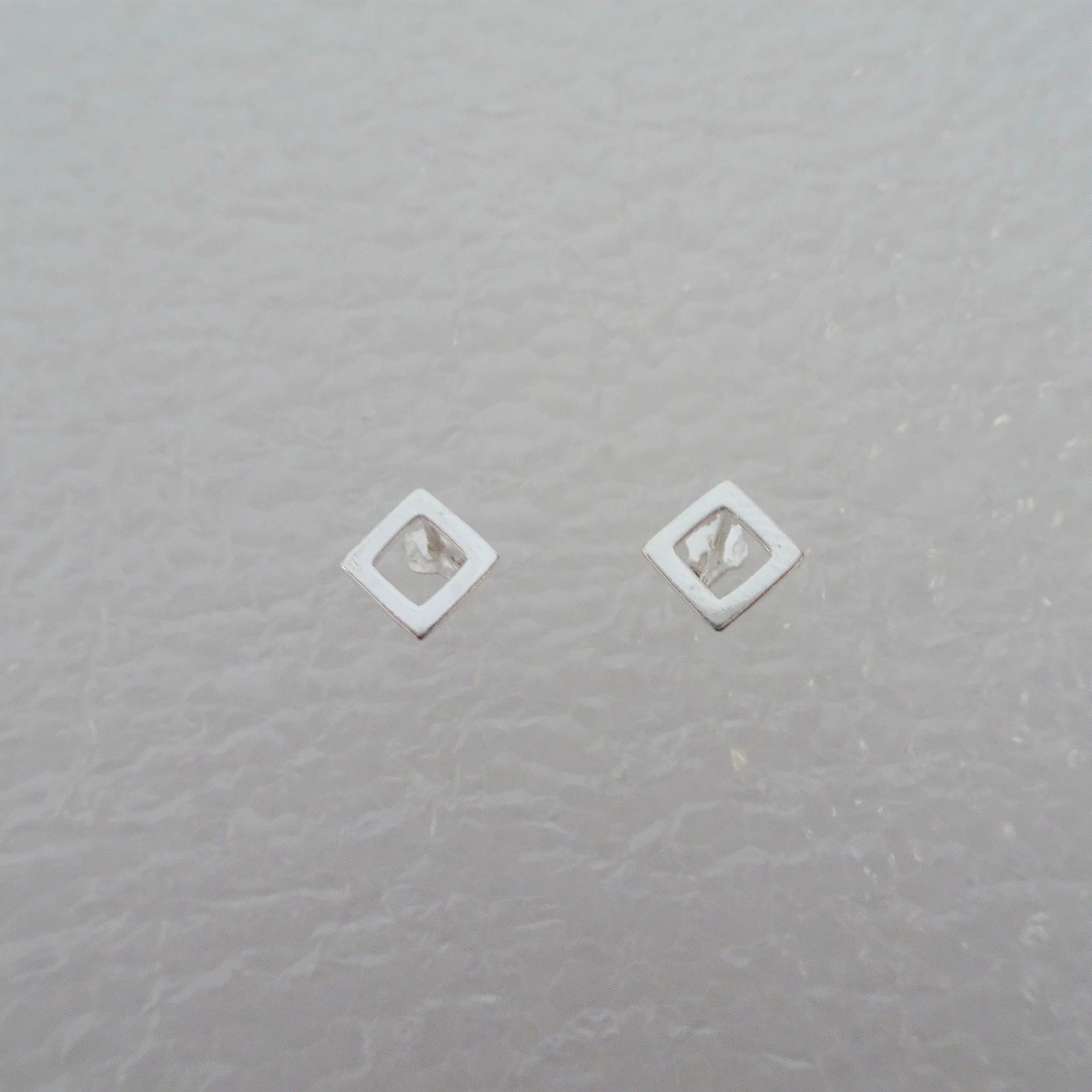 Sterling Silver Open Diamond Shape Stud Earrings - Image 2
