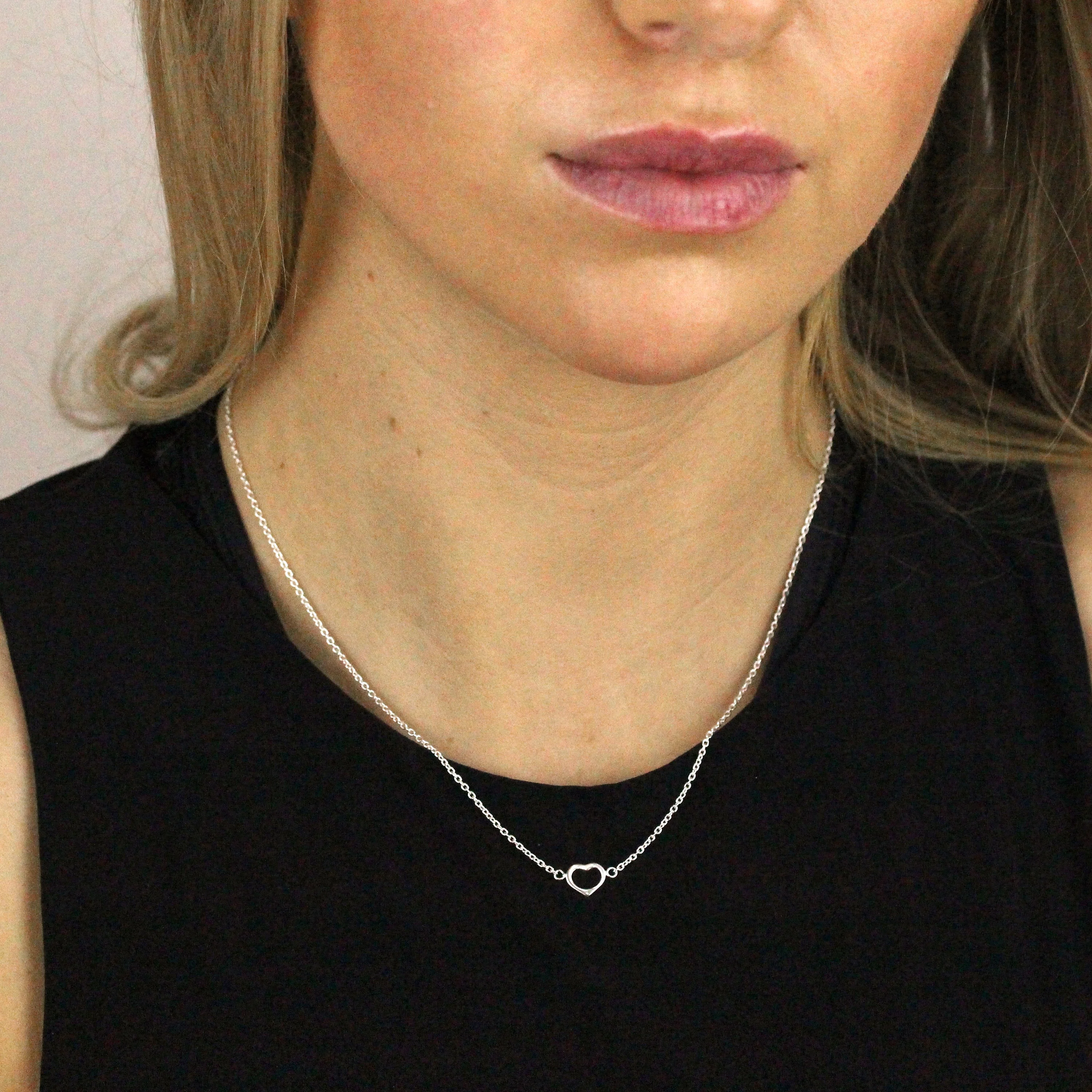 Sterling Silver Open Heart Necklace on 18 Inch Chain - Image 2