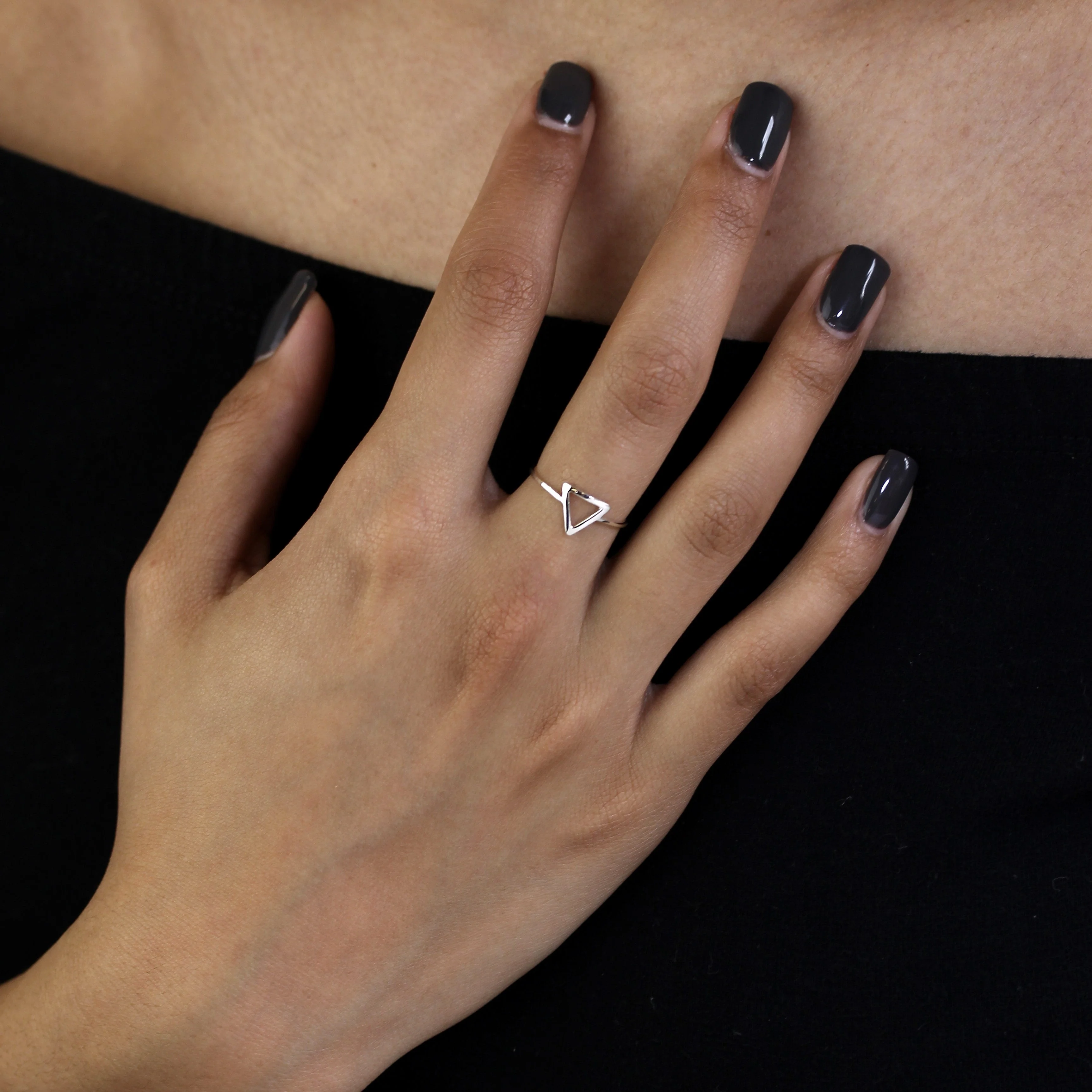 Sterling Silver Open Triangle Ring Sizes J - V - Image 2