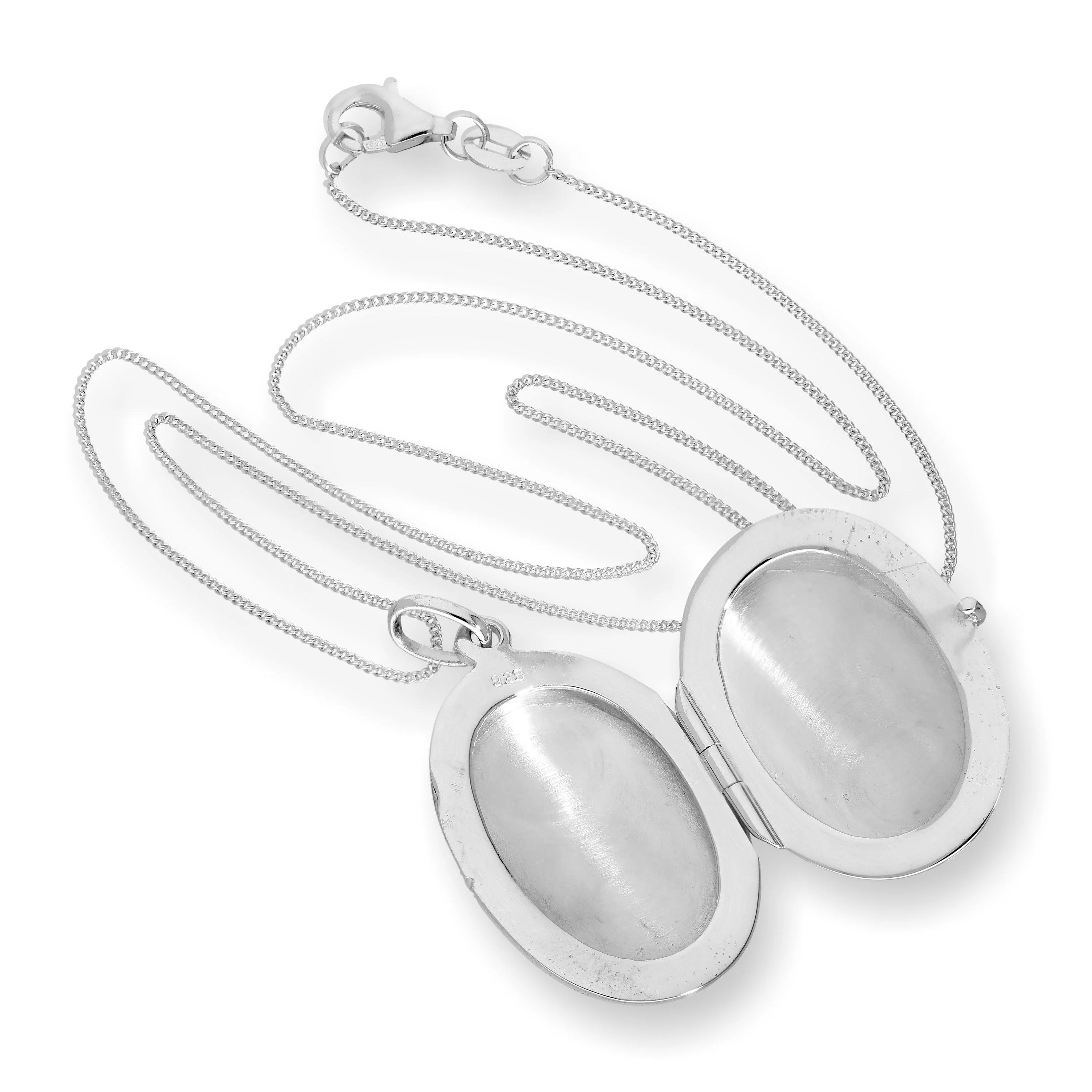 Sterling Silver Oval Engraved Locket 16 - 22 Inches - Image 2