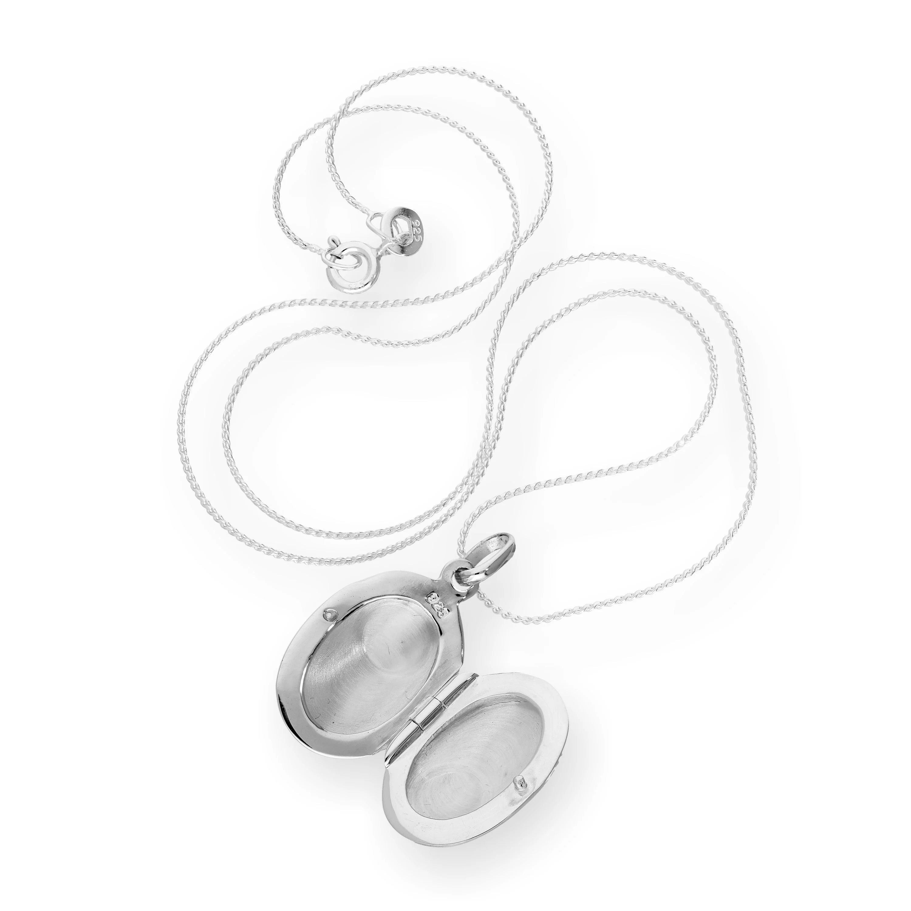 Sterling Silver Oval Engraved Locket on Chain 16 - 22 Inches - Image 3