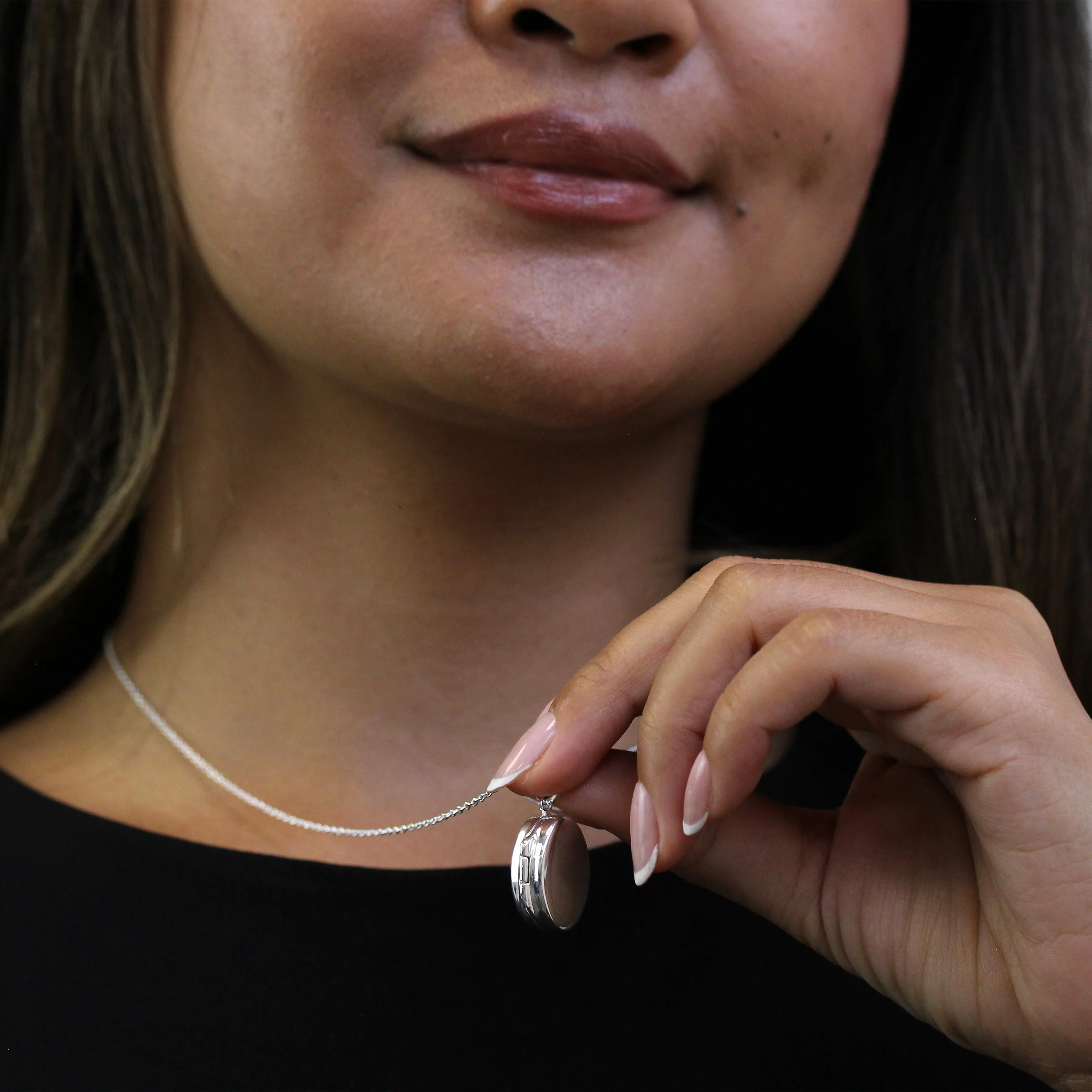 Sterling Silver Oval Locket Necklace on Chain - Image 3
