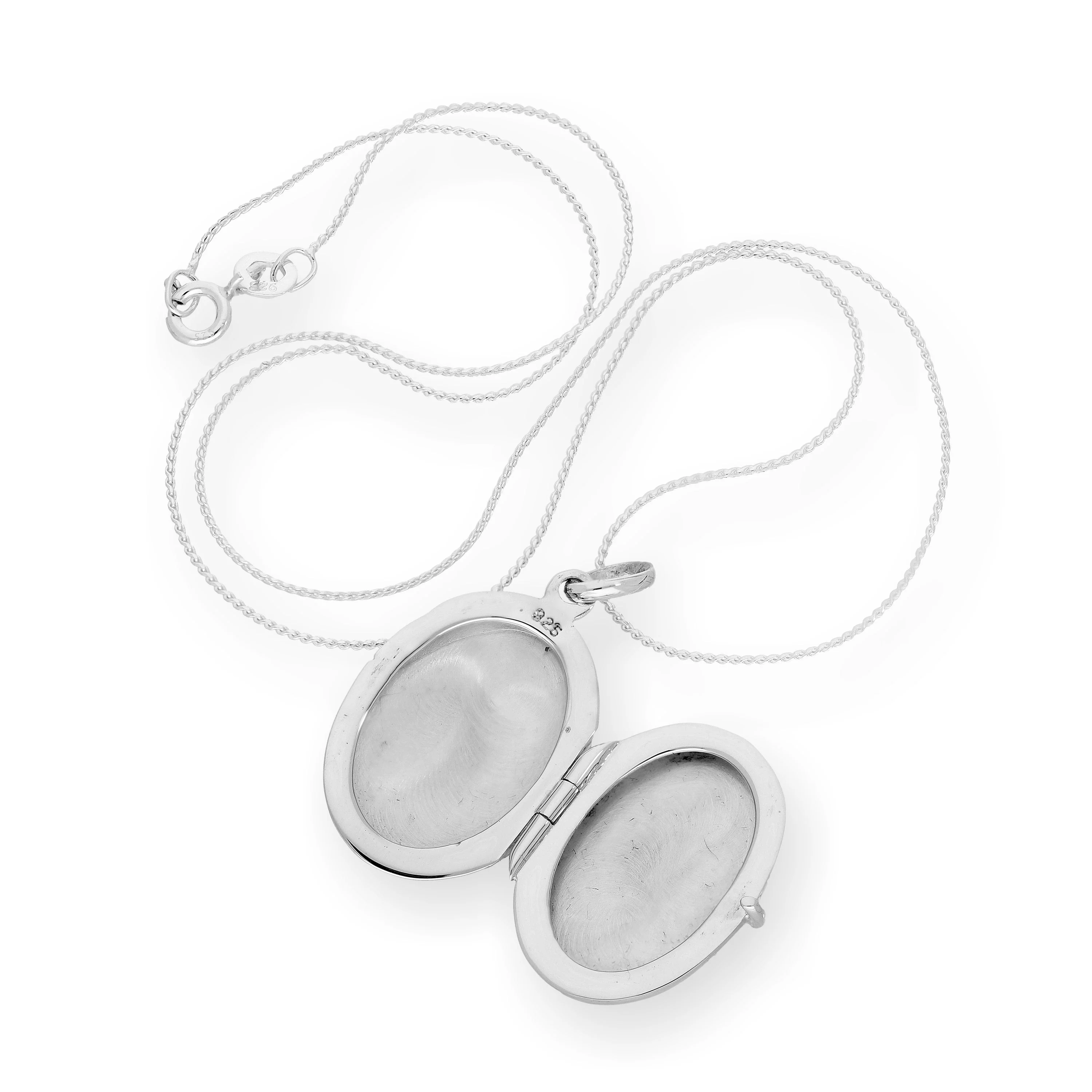 Sterling Silver Oval Locket w Kissing Lovebirds & Roses on Chain 16 - 22 Inches - Image 3