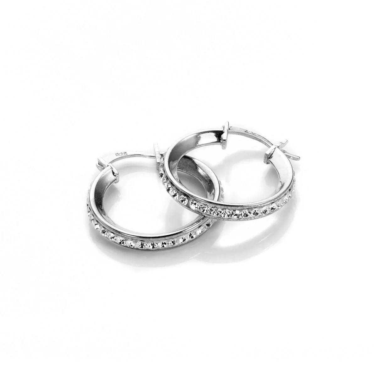 Sterling Silver Pave Crystal Hoop Earrings - Image 5