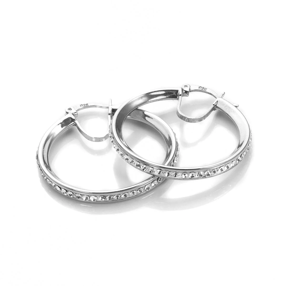 Sterling Silver Pave Crystal Hoop Earrings - Image 6