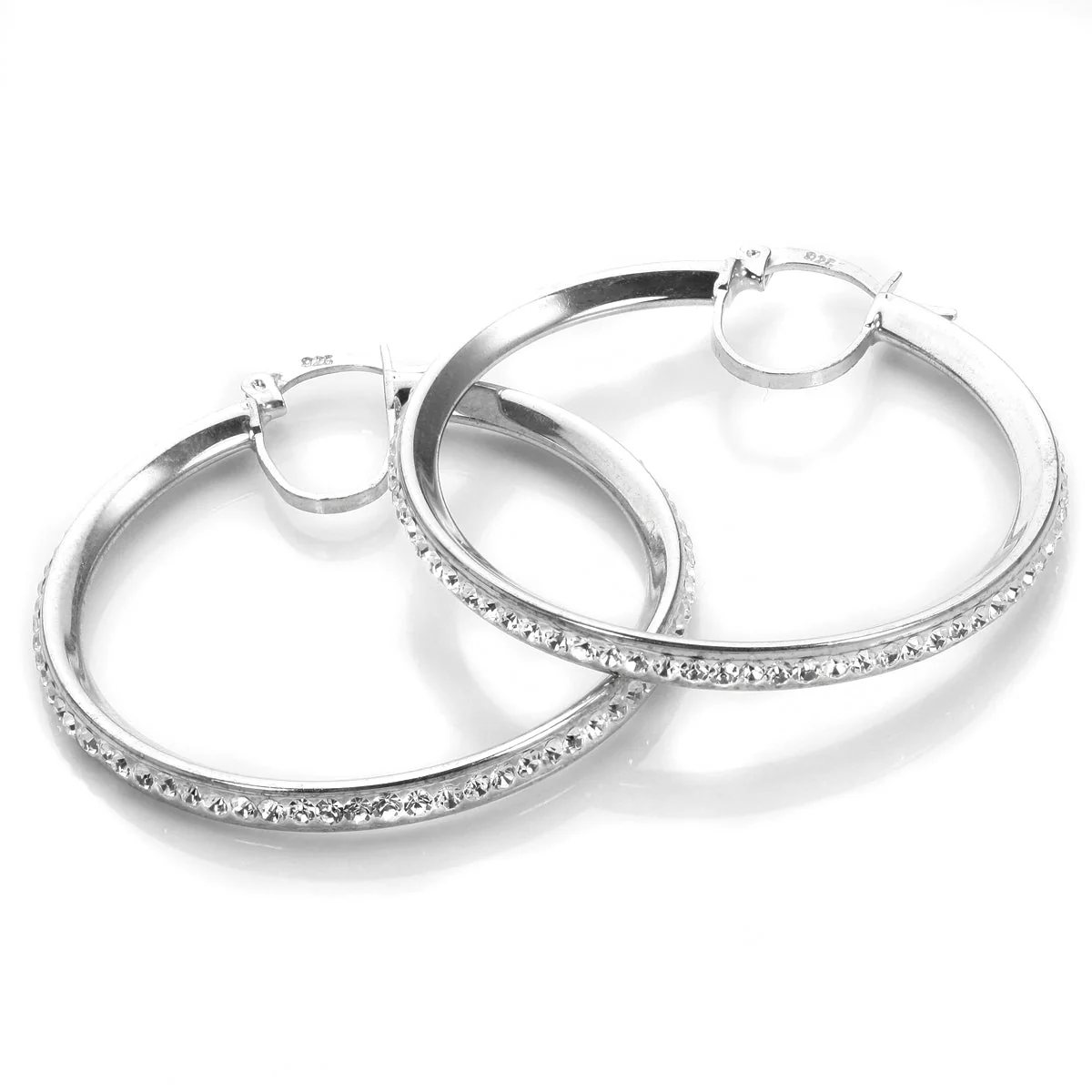 Sterling Silver Pave Crystal Hoop Earrings - Image 7