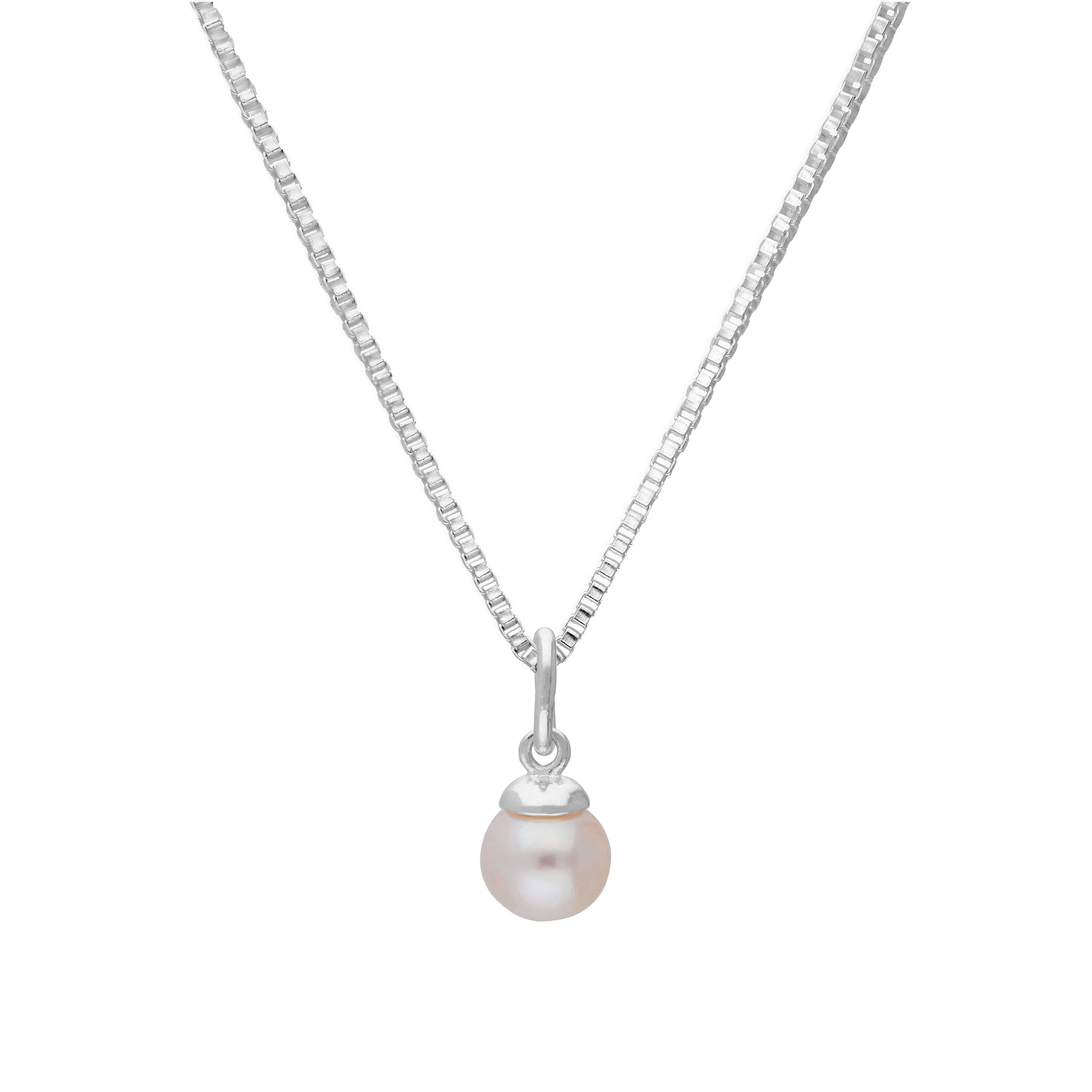 Sterling Silver & Pearl Pendant on chain 14 - 22 Inches Pearls