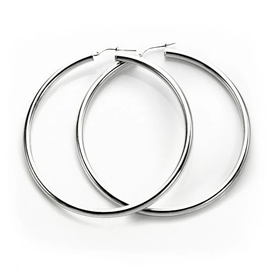 Sterling Silver Plain 3mm Round Hoop Earrings - Image 4