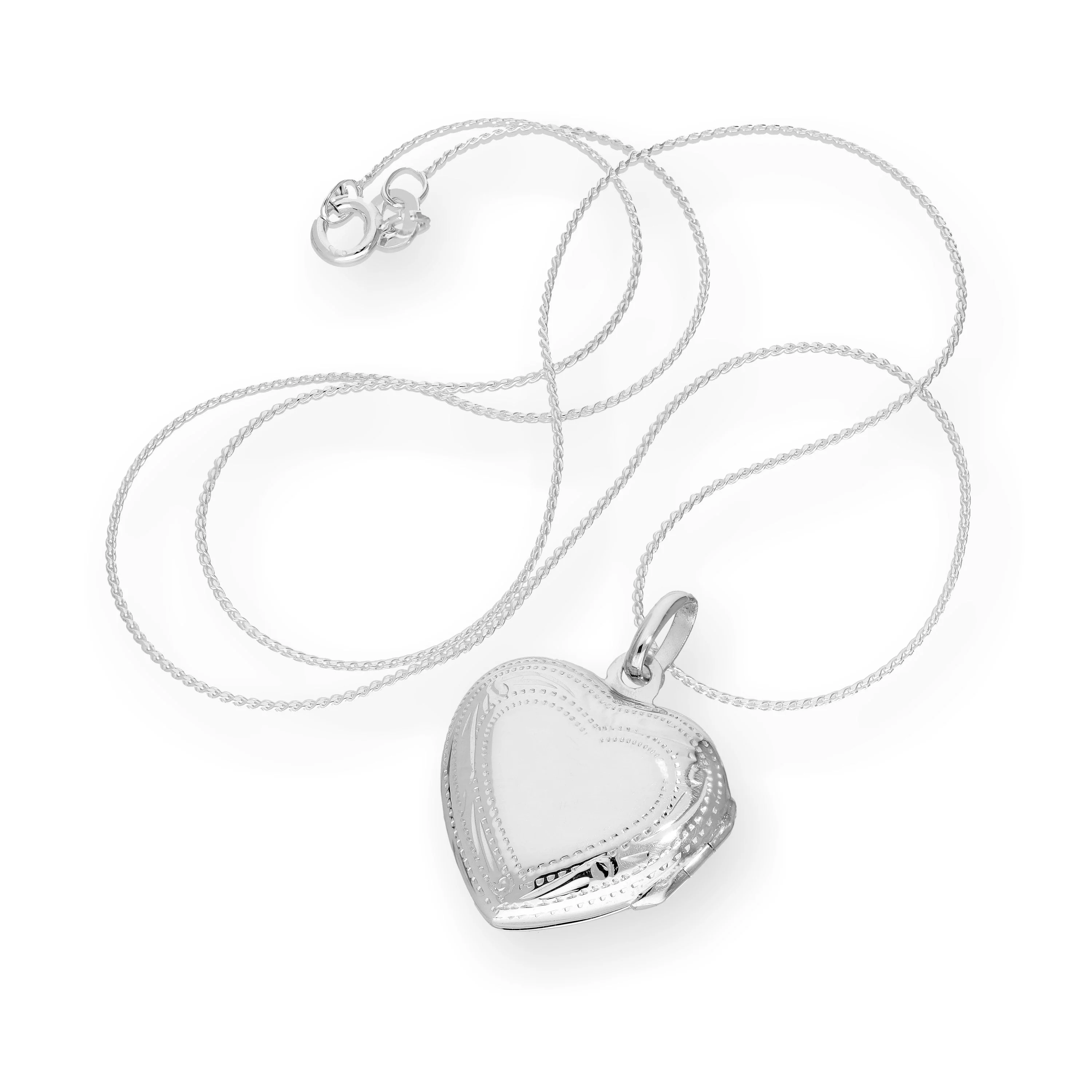 Sterling Silver Puffed Heart Engravable Locket on Chain 16 - 22 Inches - Image 2