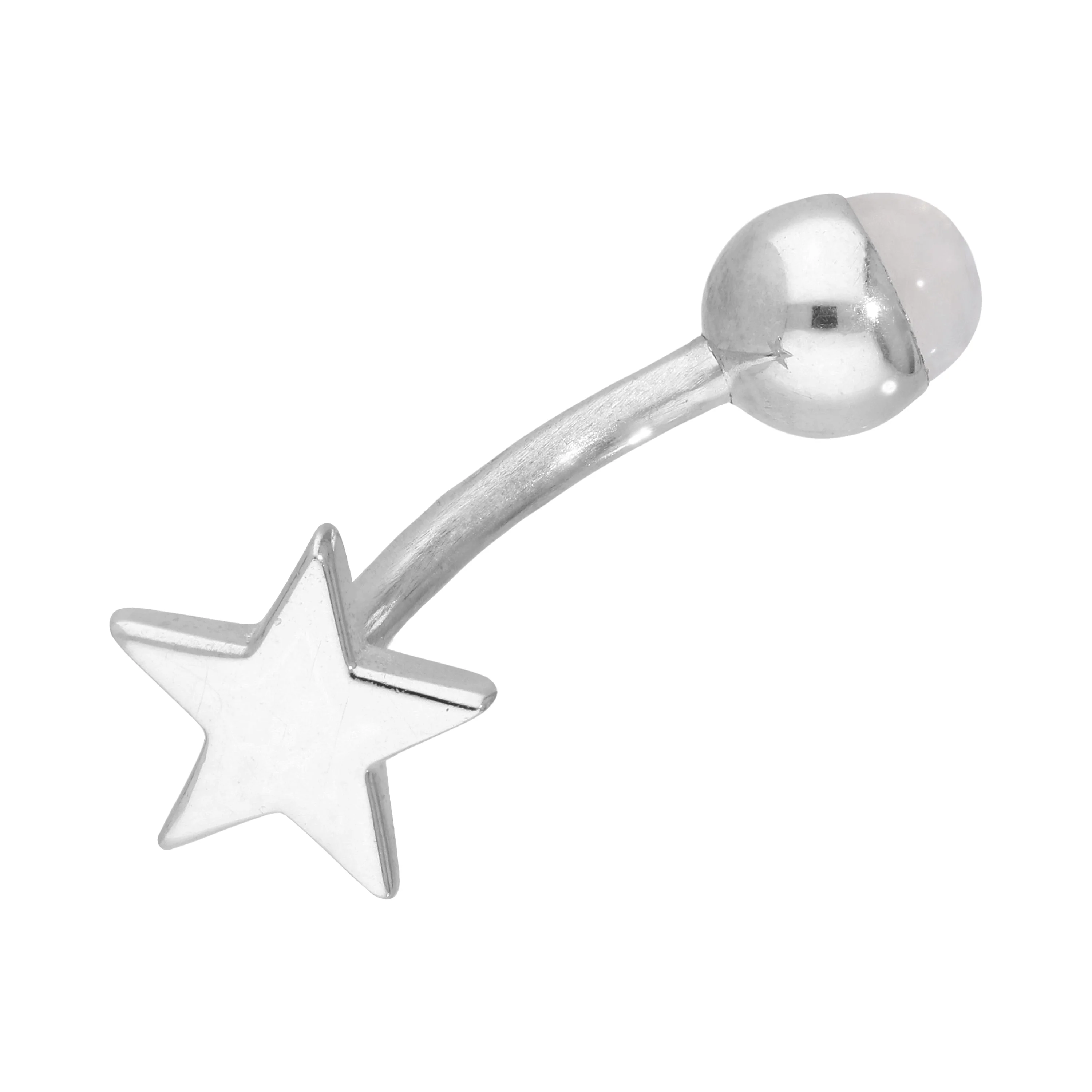 Sterling Silver & Rainbow Moonstone Star Belly Bar - Image 2
