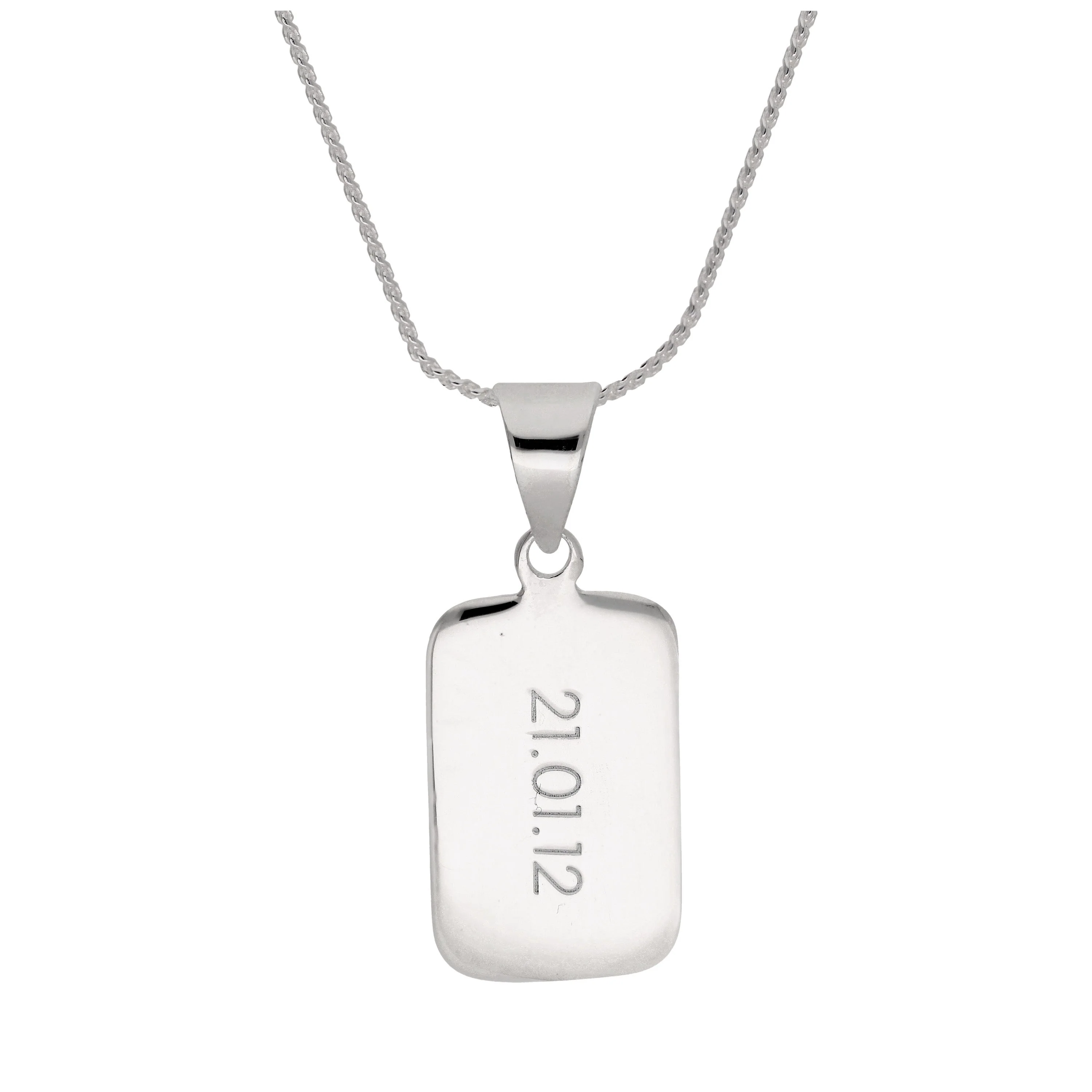 Sterling Silver Rectangular Engravable Pendant Necklace 14 - 22 Inches - Image 3