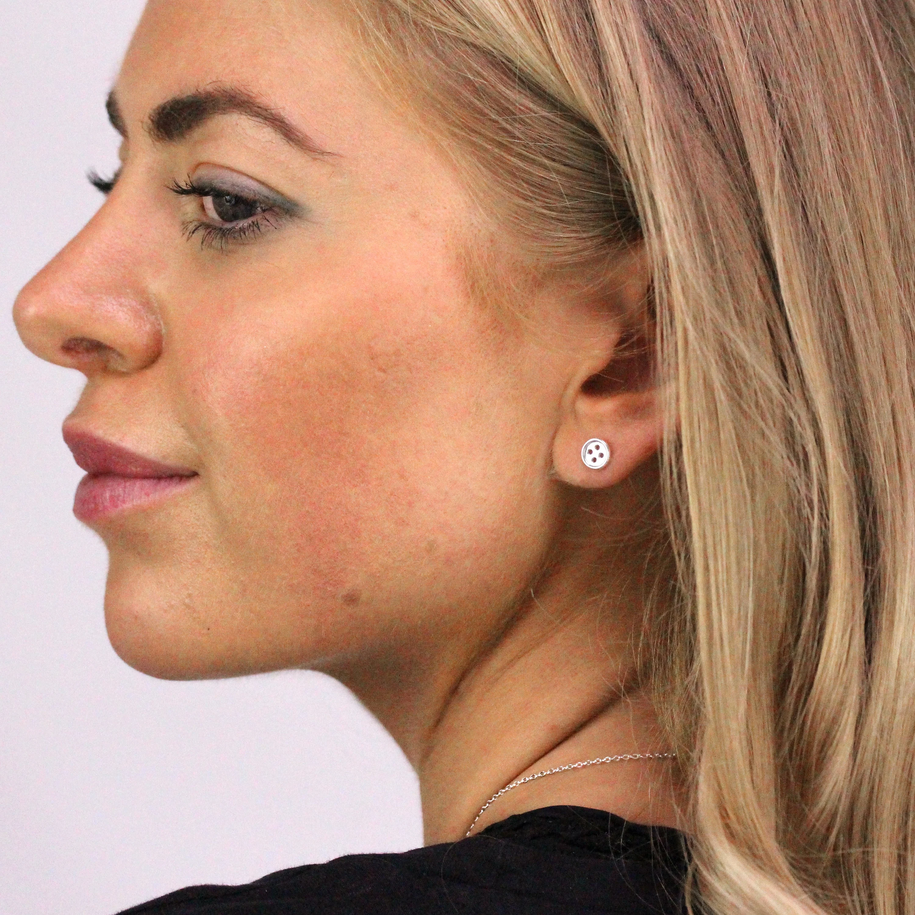 Sterling Silver Round Button Stud Earrings - Image 2