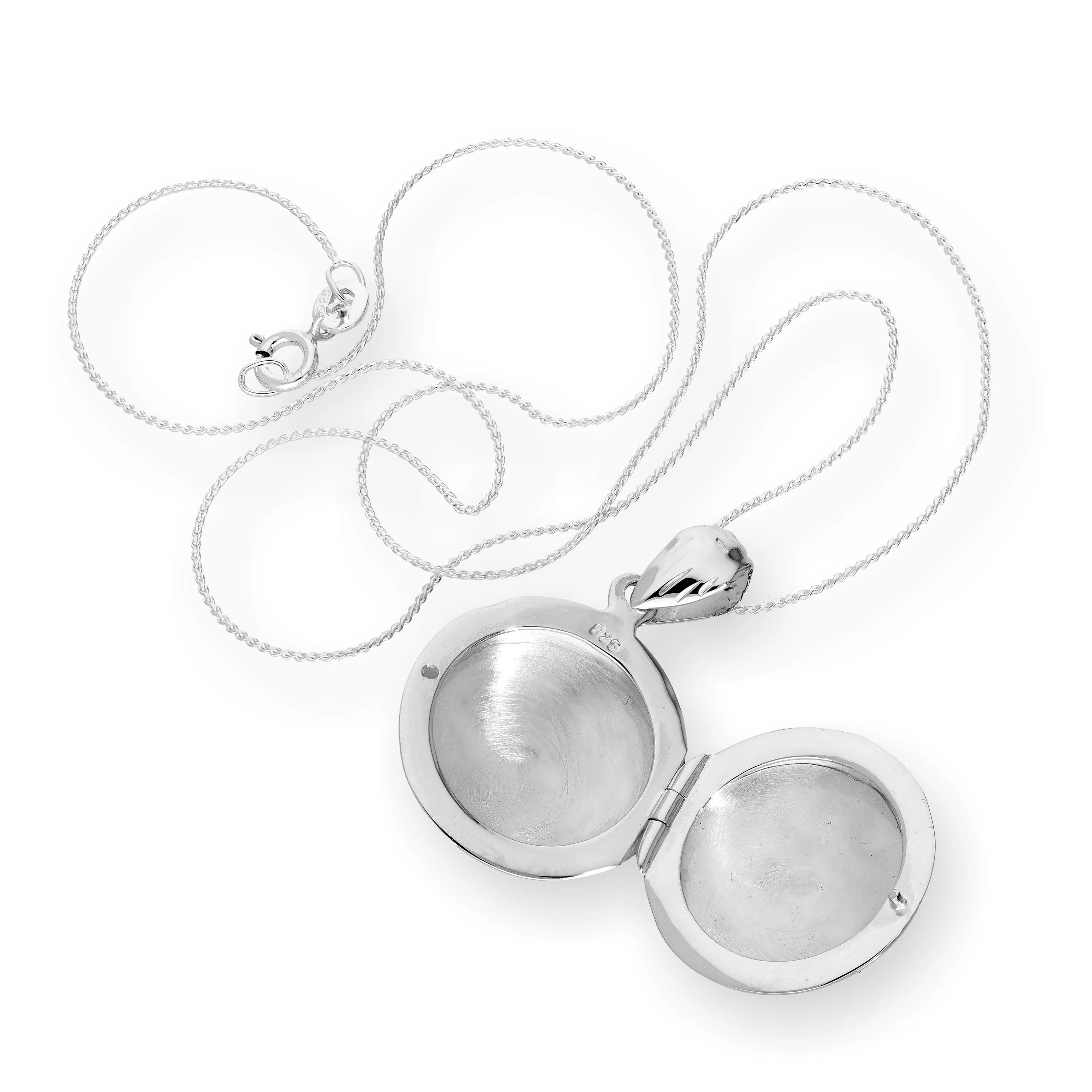 Sterling Silver Round Engravable Locket on Chain 16 - 22 Inches - Image 2