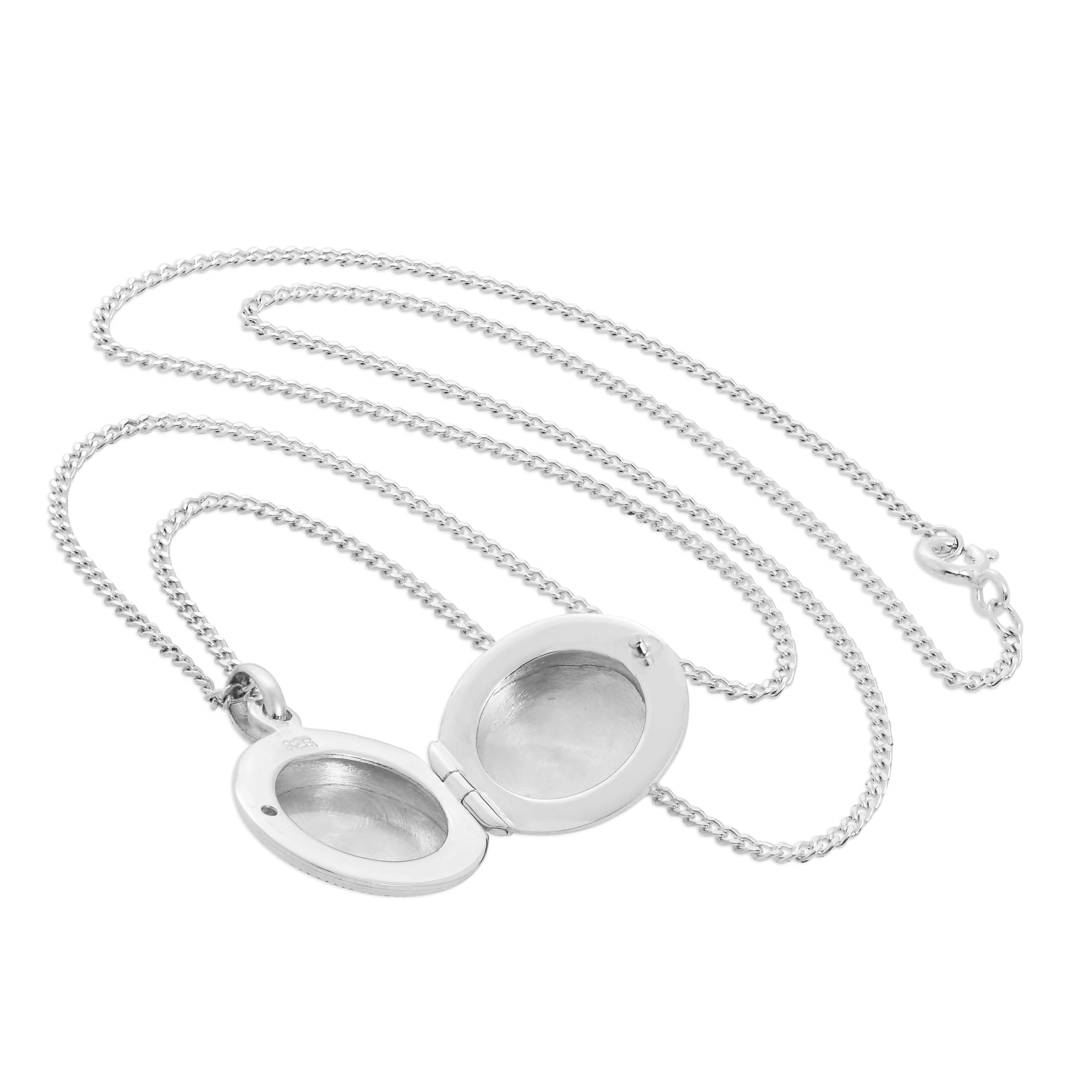 Sterling Silver Round Engraved Locket on Chain 14 - 32 Inches - Image 3