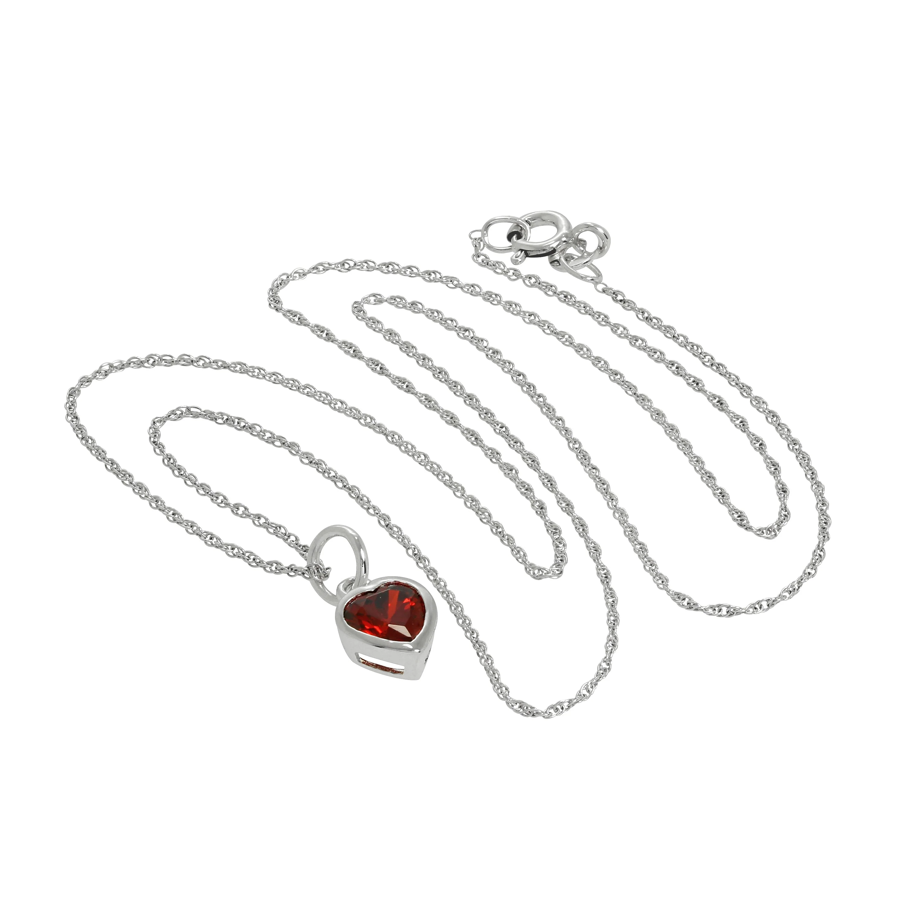 Sterling Silver Siam Red Heart Crystal Pendant Necklace 14 - 22 Inches - Image 2
