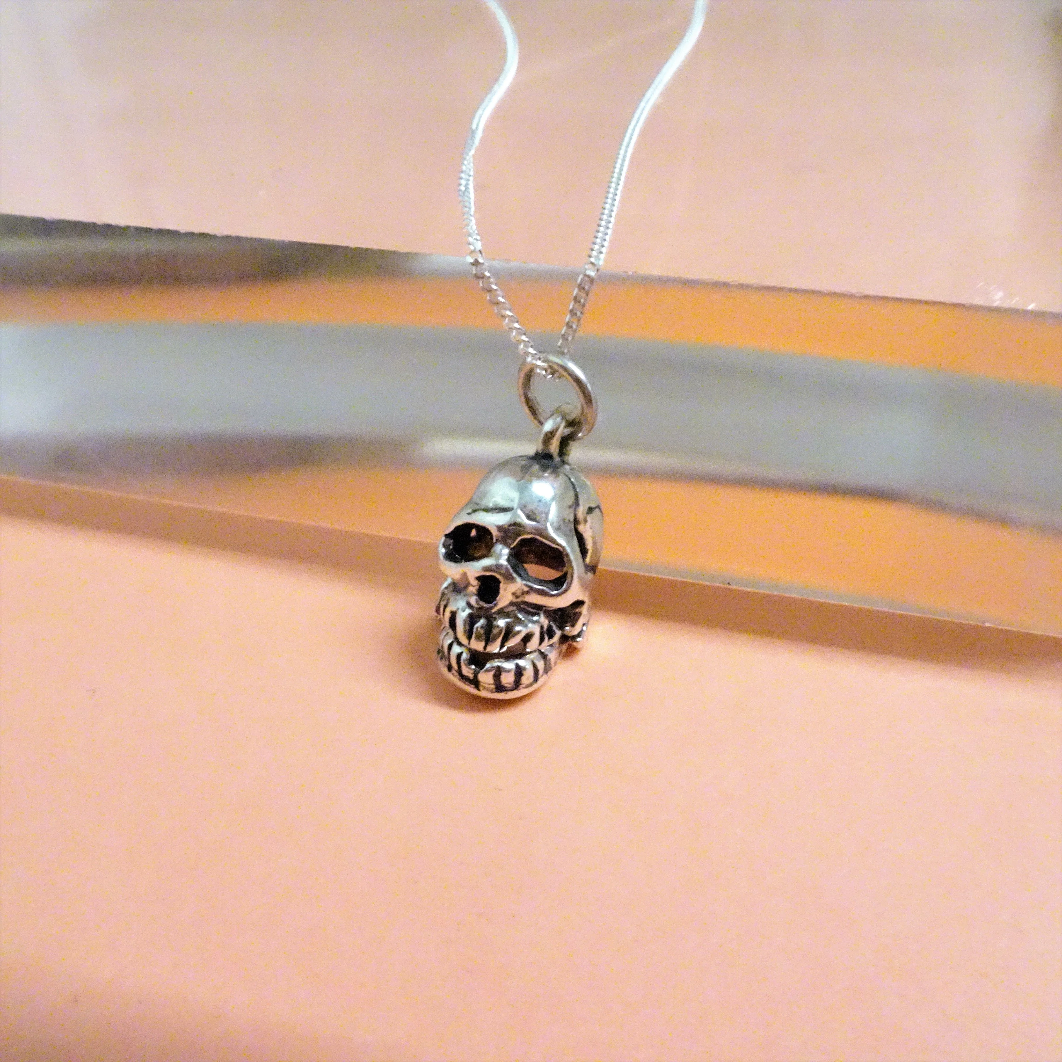 Sterling Silver Skull With Moveable Jaw Necklace - Image 3
