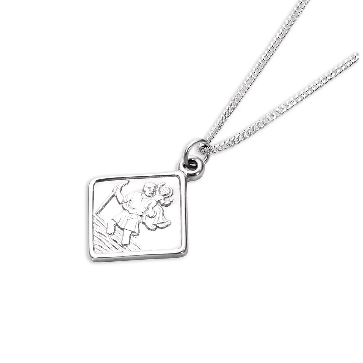 Sterling Silver Small Square Saint Christopher Pendant - Image 2