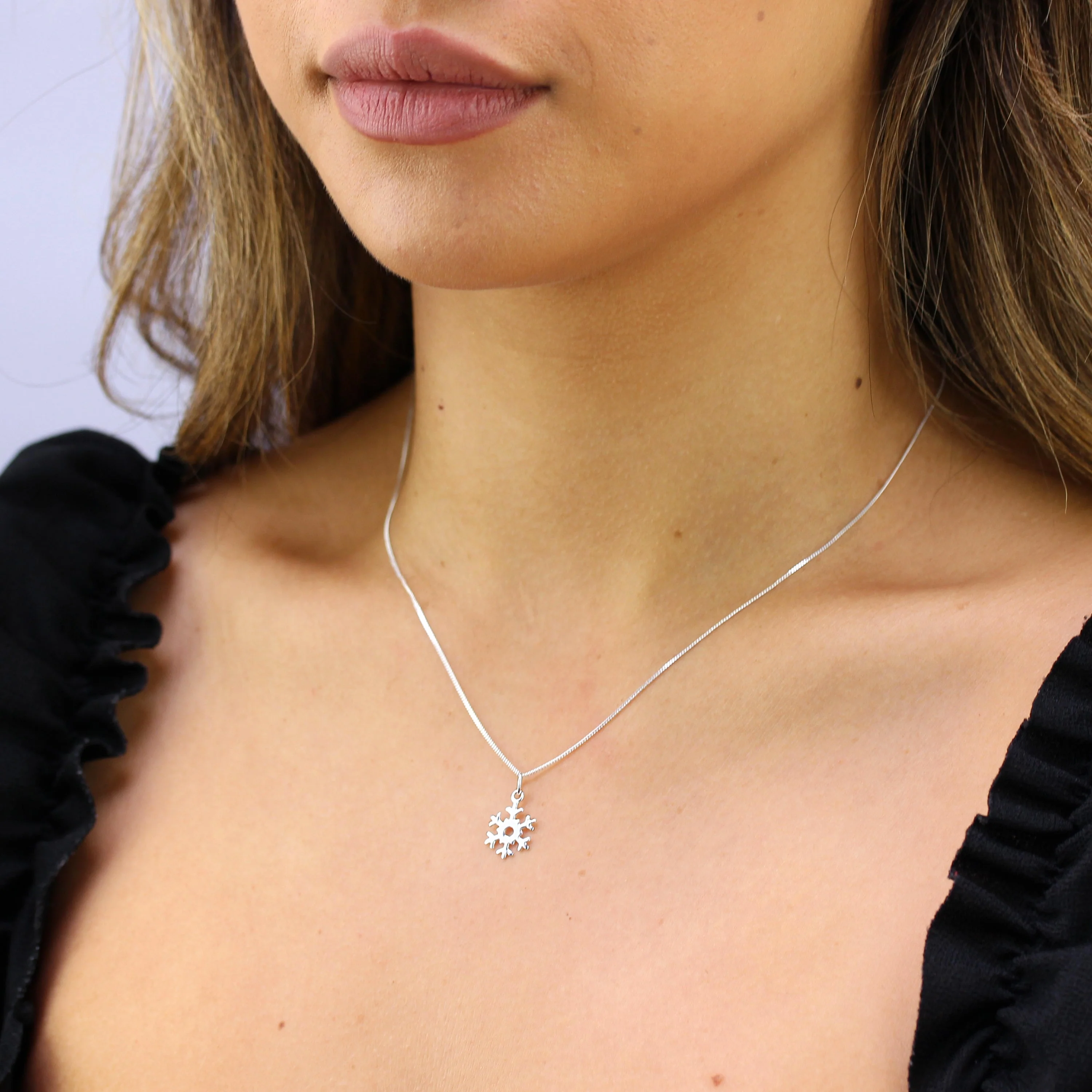 Sterling Silver Snowflake Necklace - 14 - 32 Inches - Image 2