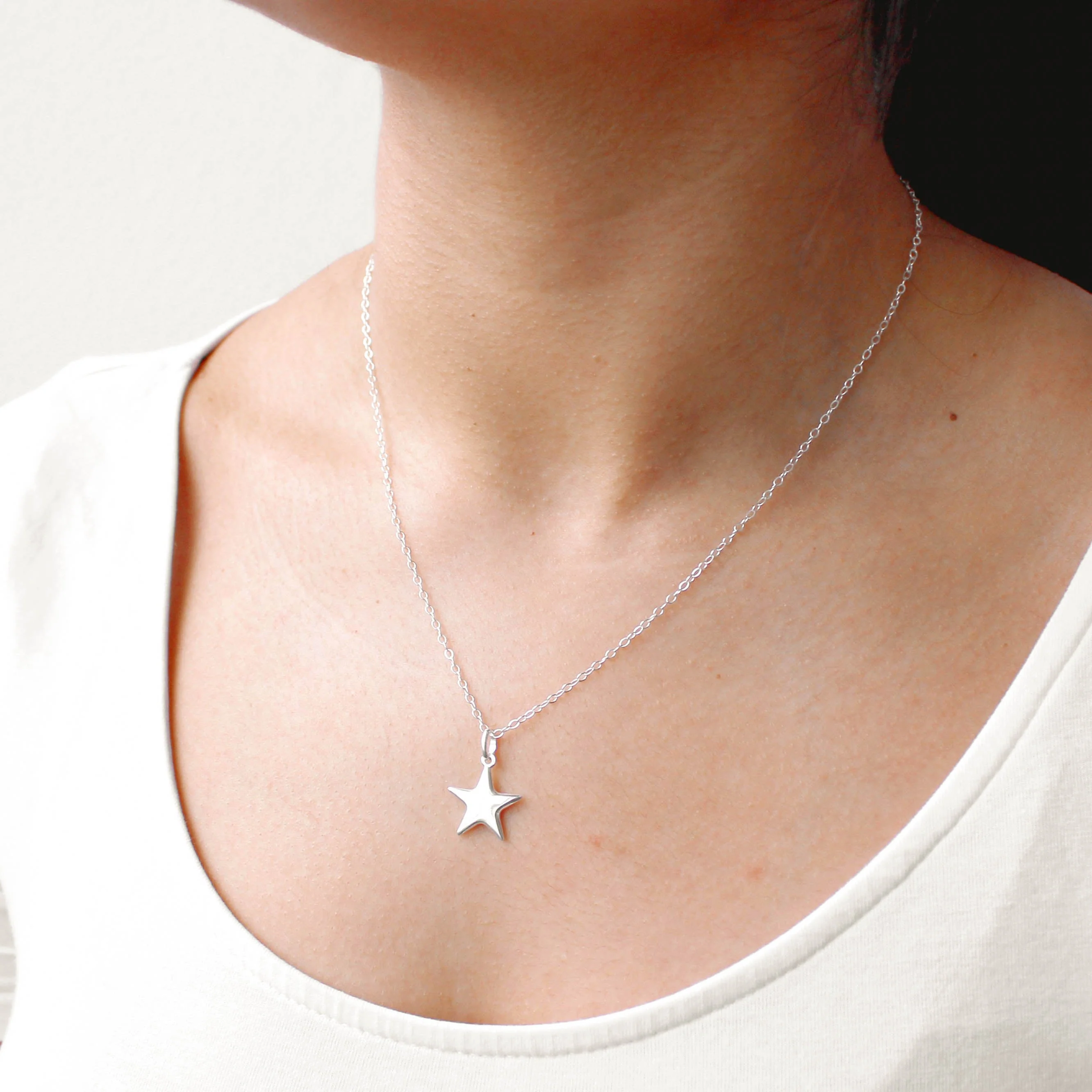 Sterling Silver Star Pendant Necklace 16 - 22 Inches - Image 3