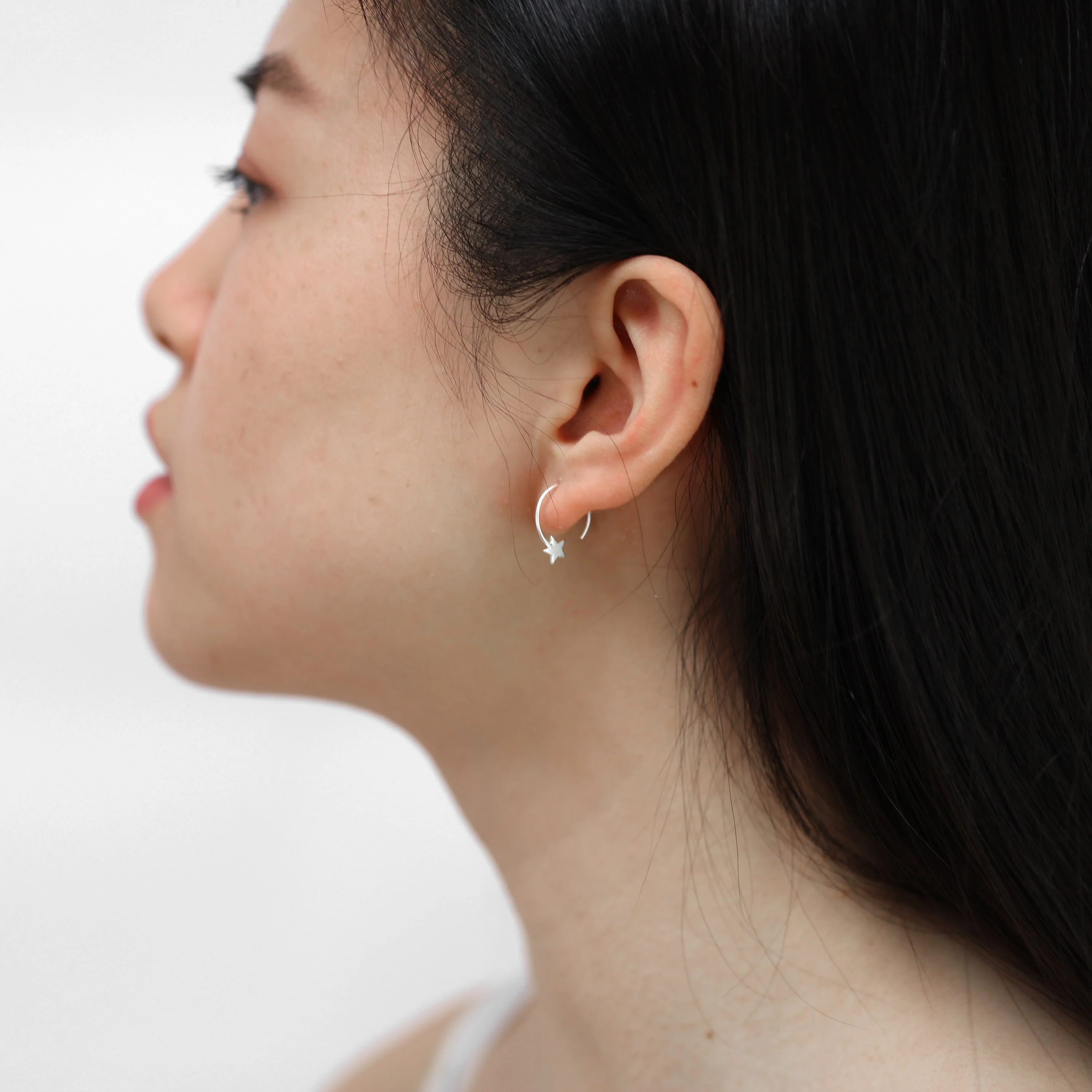 Sterling Silver Star Pull Through Earrings - Image 2
