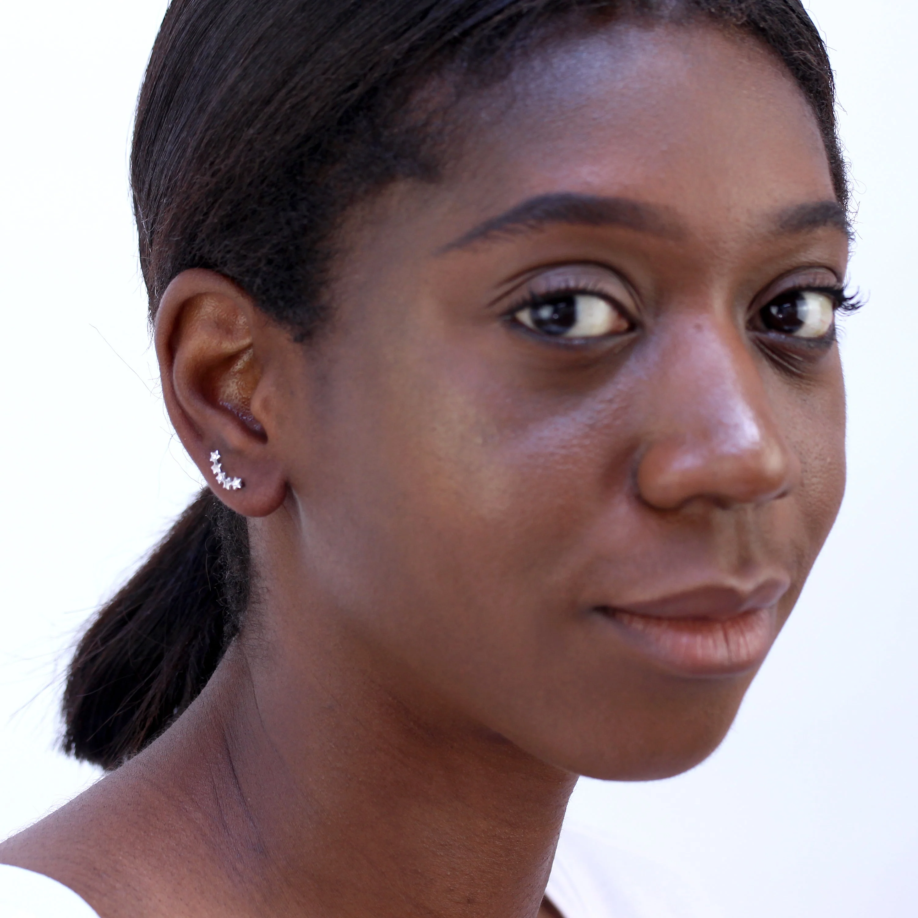Sterling Silver Stars Ear Pin Crawler Earrings - Image 2