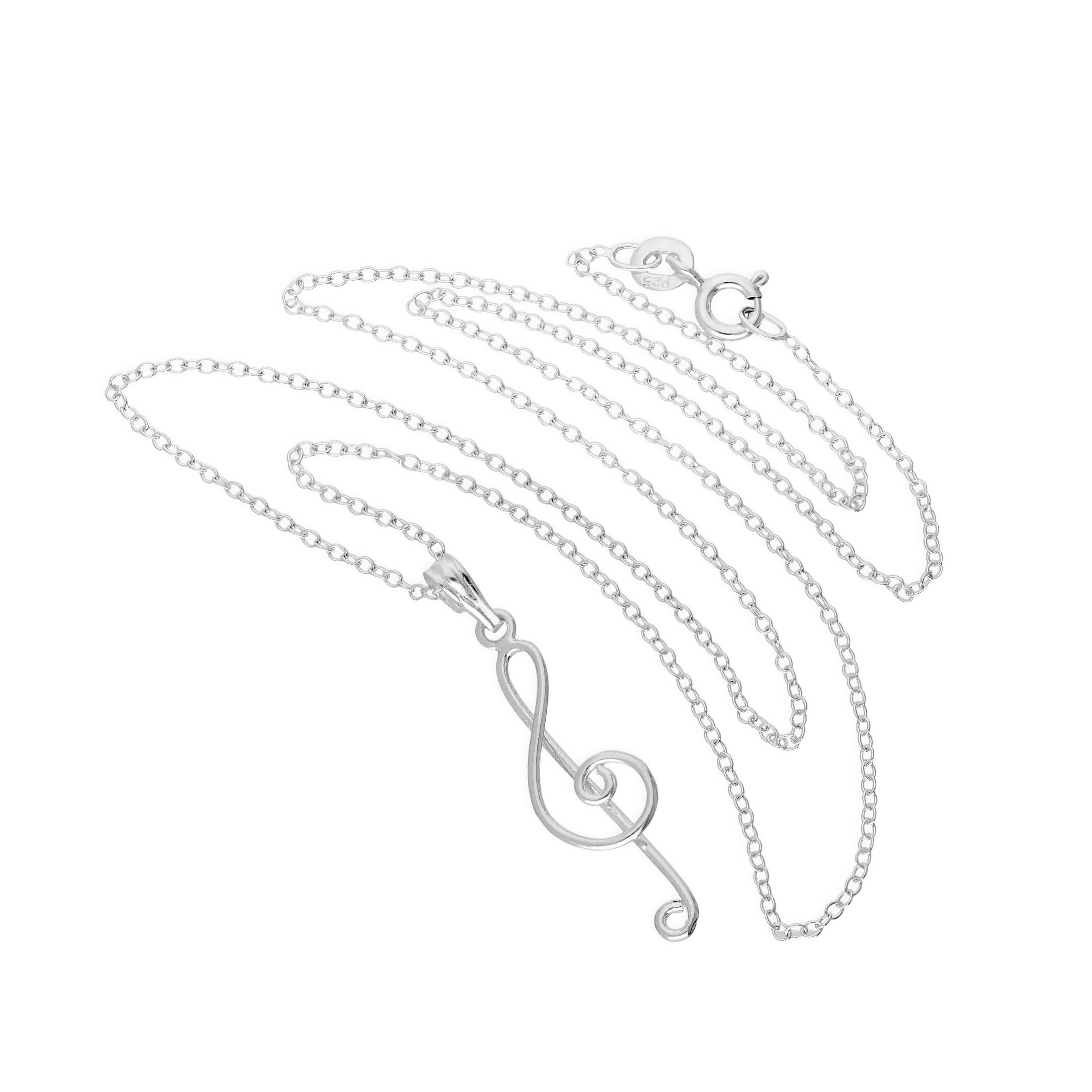 Sterling Silver Treble Clef Pendant on 18 Inch Chain - Image 2