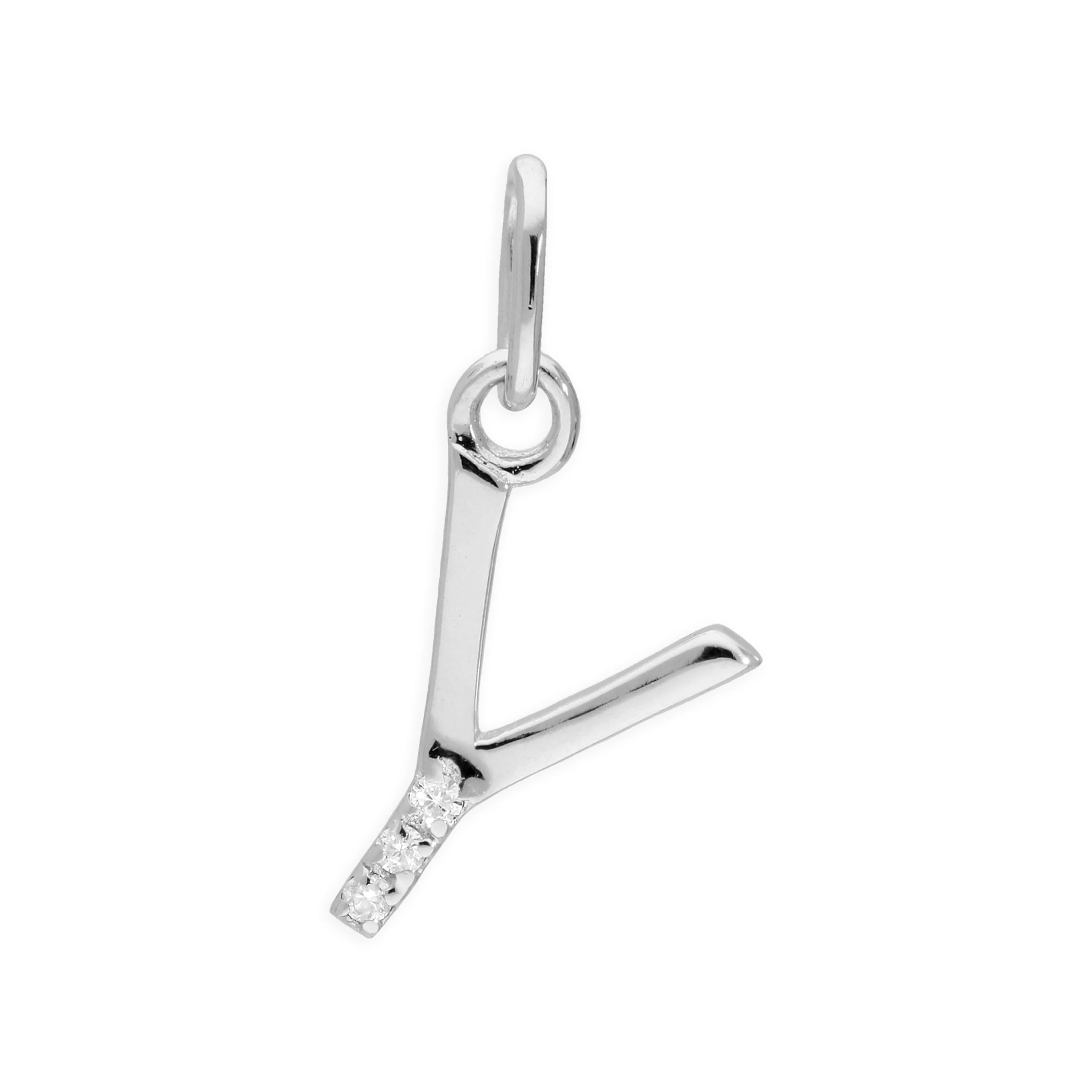 Sterling Silver & Triple 1.2pt Diamond Alphabet Letter Pendant A - Z - Image 10