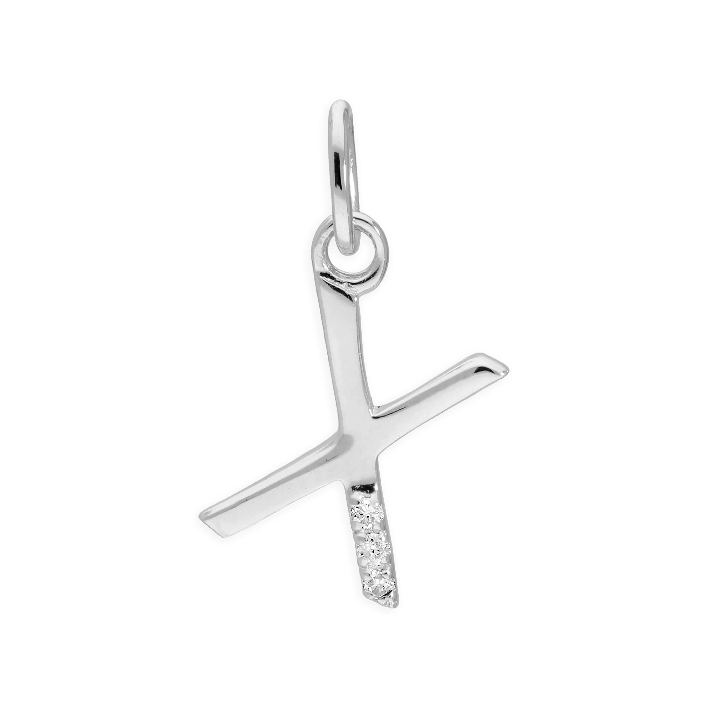 Sterling Silver & Triple 1.2pt Diamond Alphabet Letter Pendant A - Z - Image 11