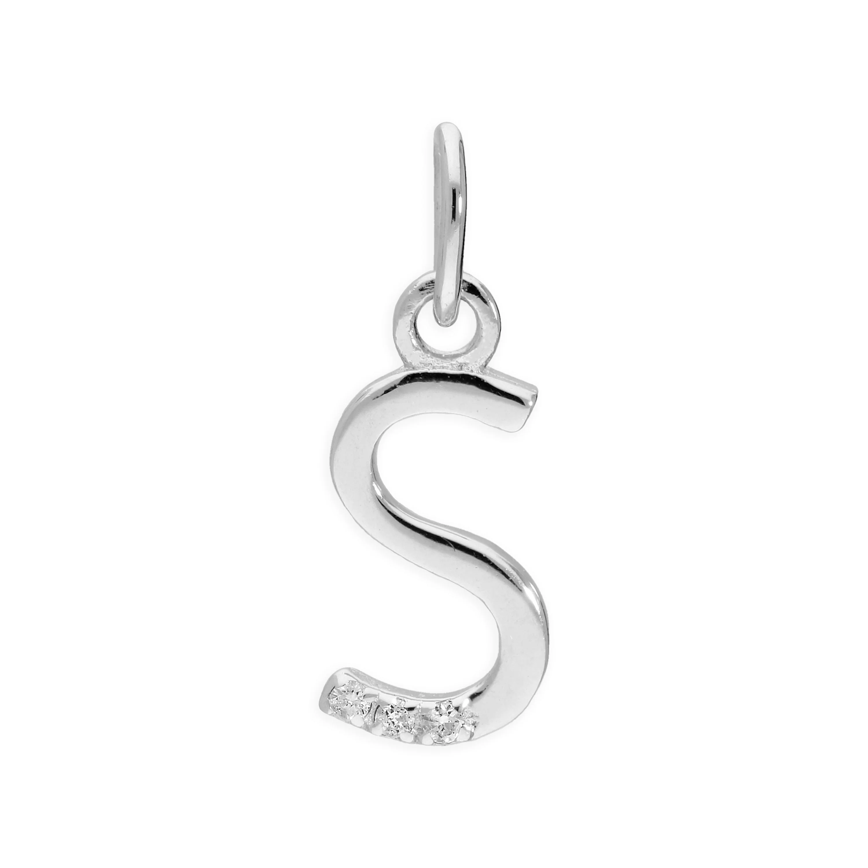 Sterling Silver & Triple 1.2pt Diamond Alphabet Letter Pendant A - Z - Image 12