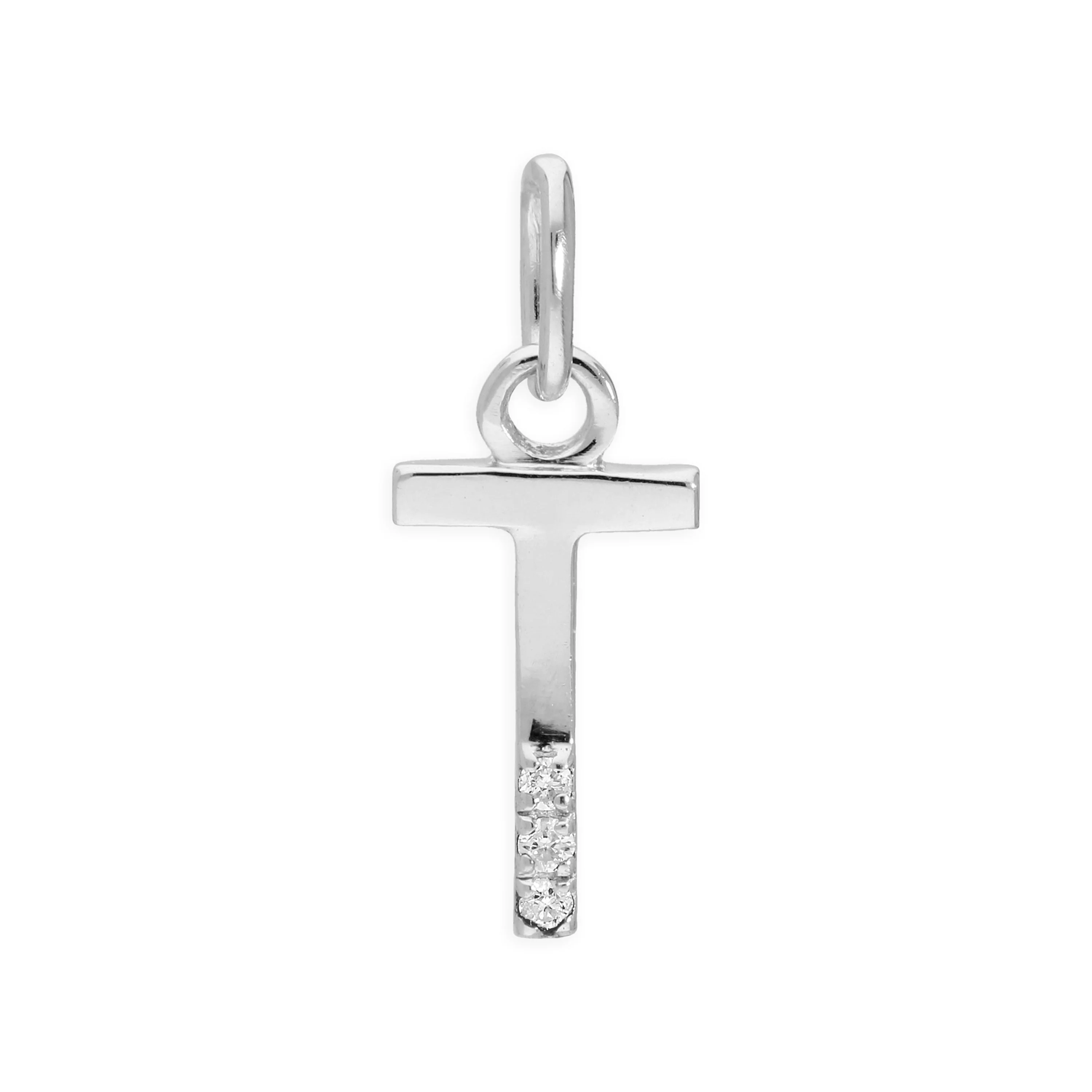 Sterling Silver & Triple 1.2pt Diamond Alphabet Letter Pendant A - Z - Image 14