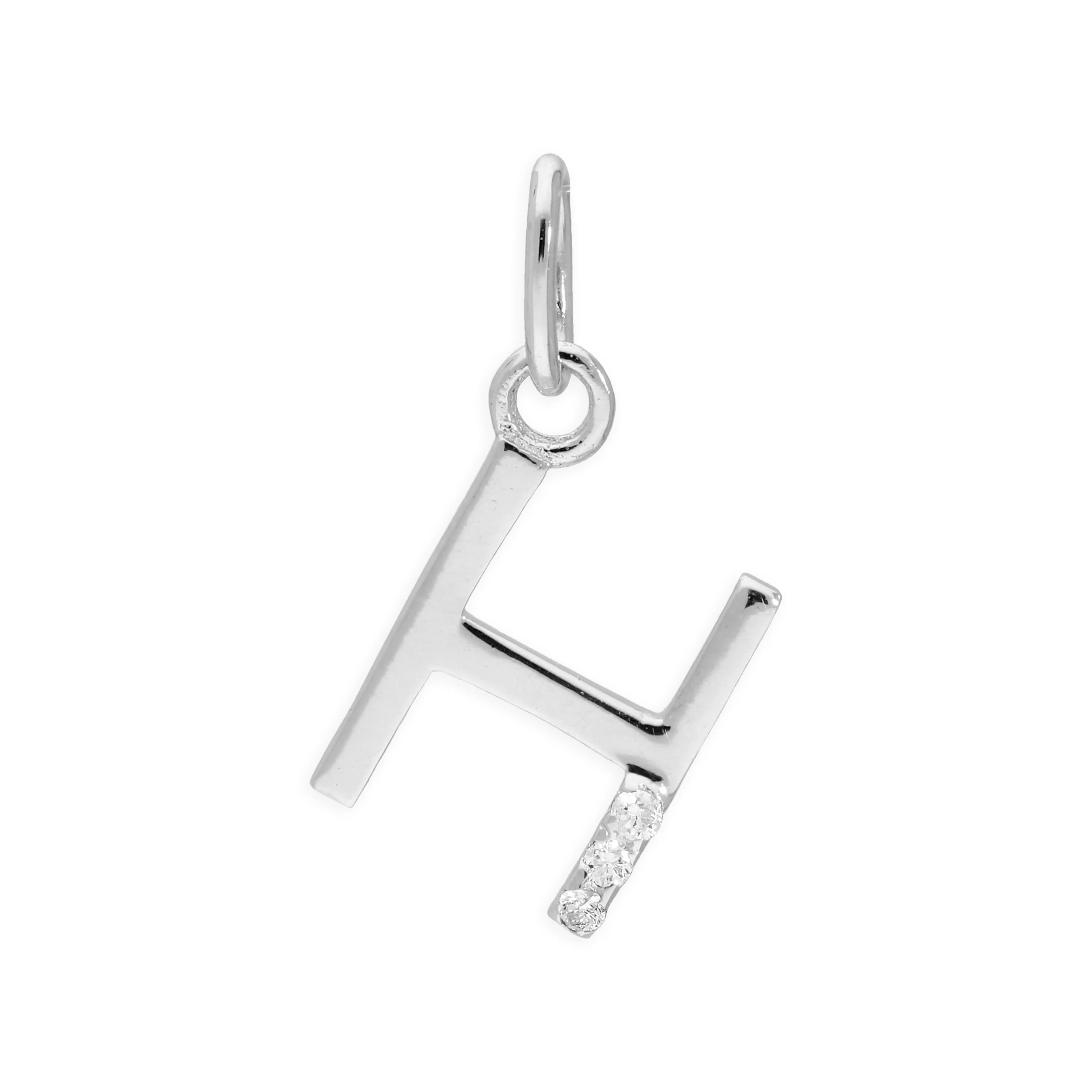 Sterling Silver & Triple 1.2pt Diamond Alphabet Letter Pendant A - Z - Image 17