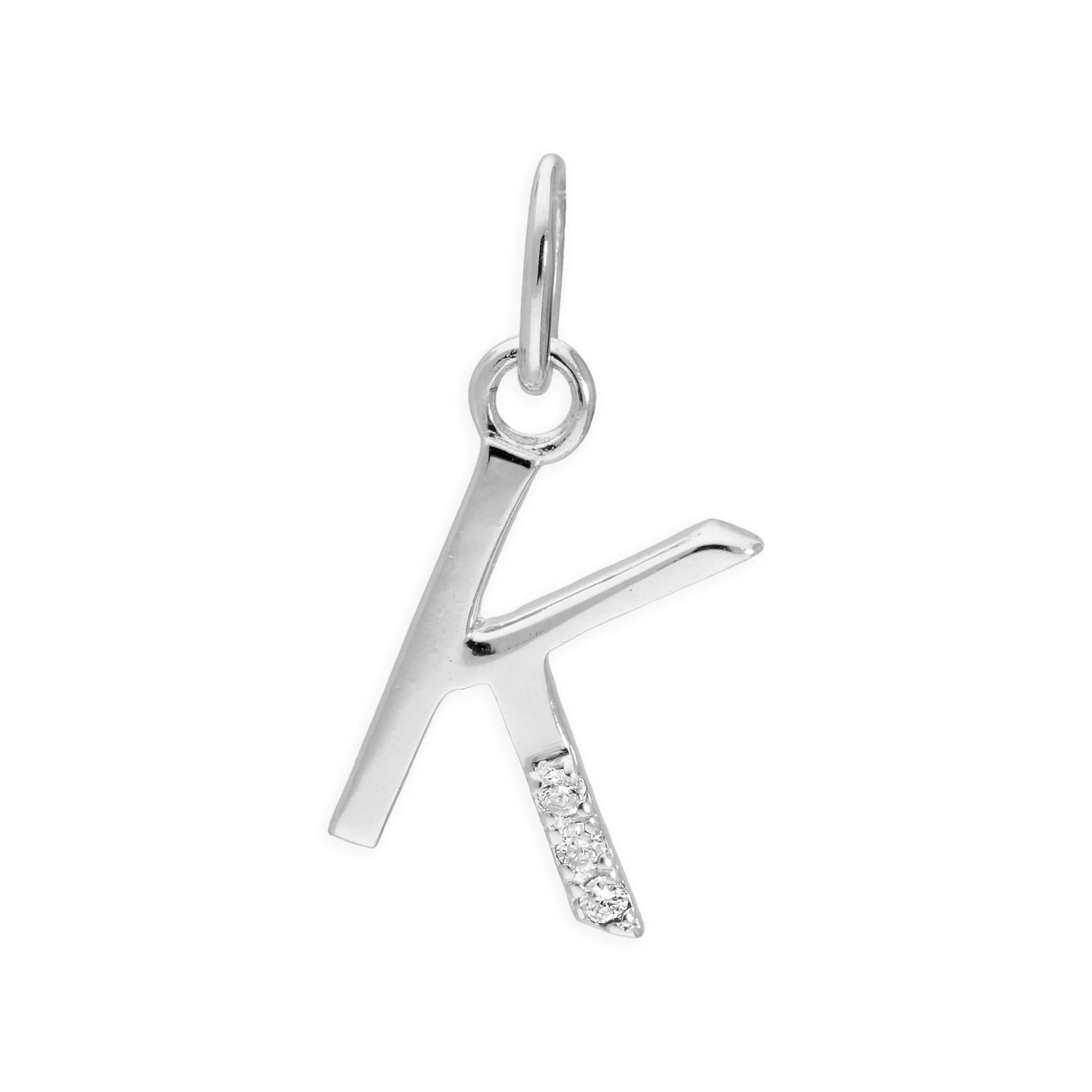 Sterling Silver & Triple 1.2pt Diamond Alphabet Letter Pendant A - Z - Image 19