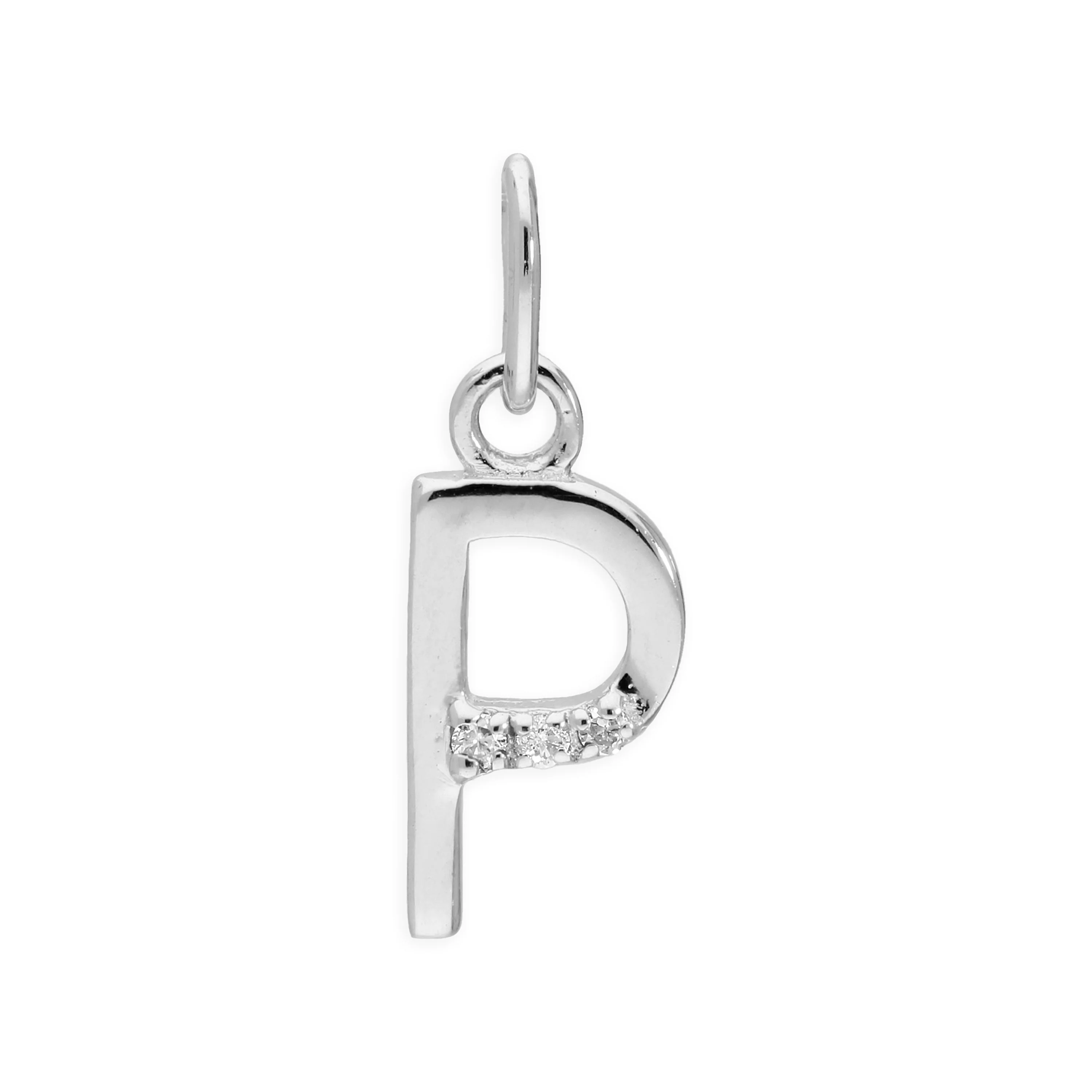 Sterling Silver & Triple 1.2pt Diamond Alphabet Letter Pendant A - Z - Image 21