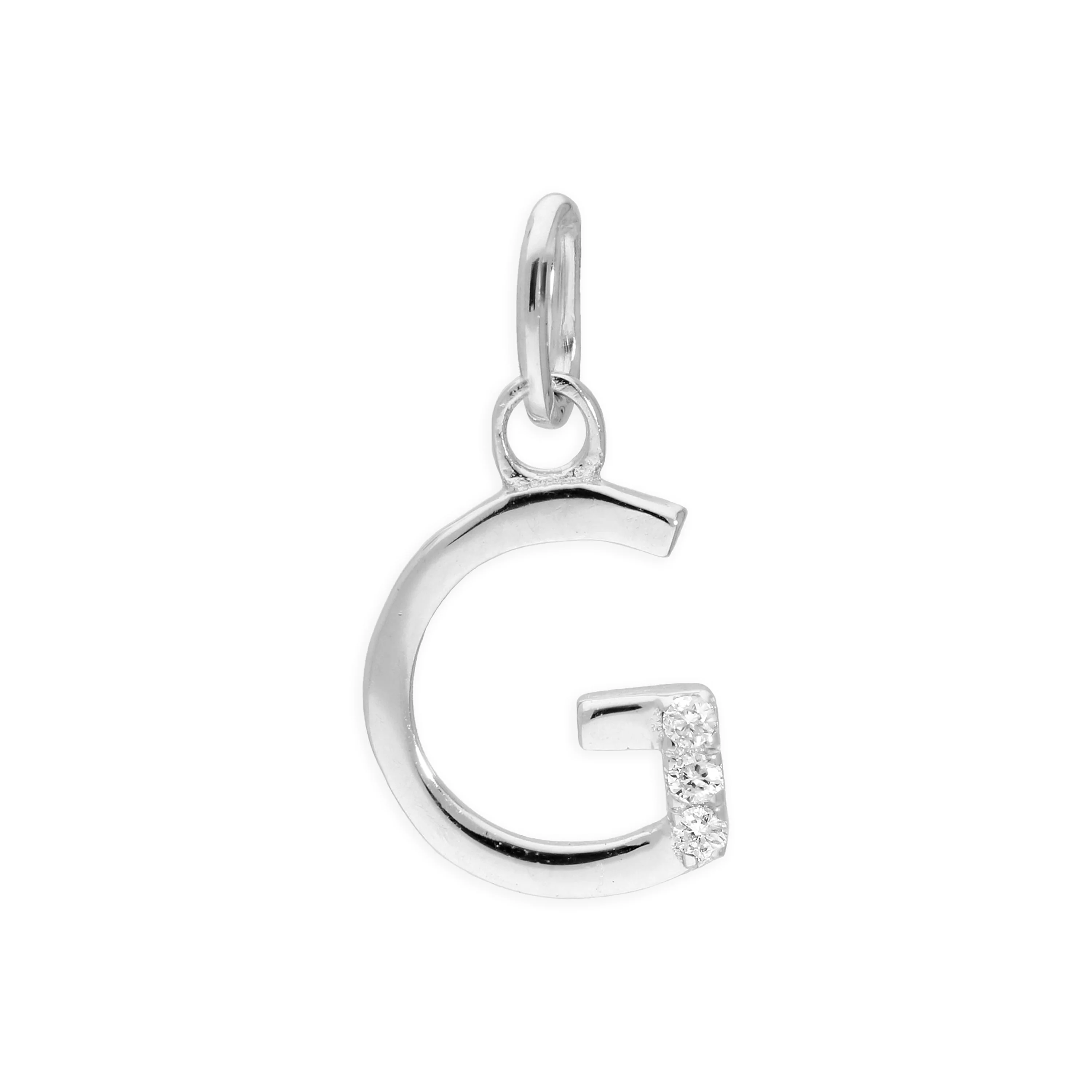 Sterling Silver & Triple 1.2pt Diamond Alphabet Letter Pendant A - Z - Image 23